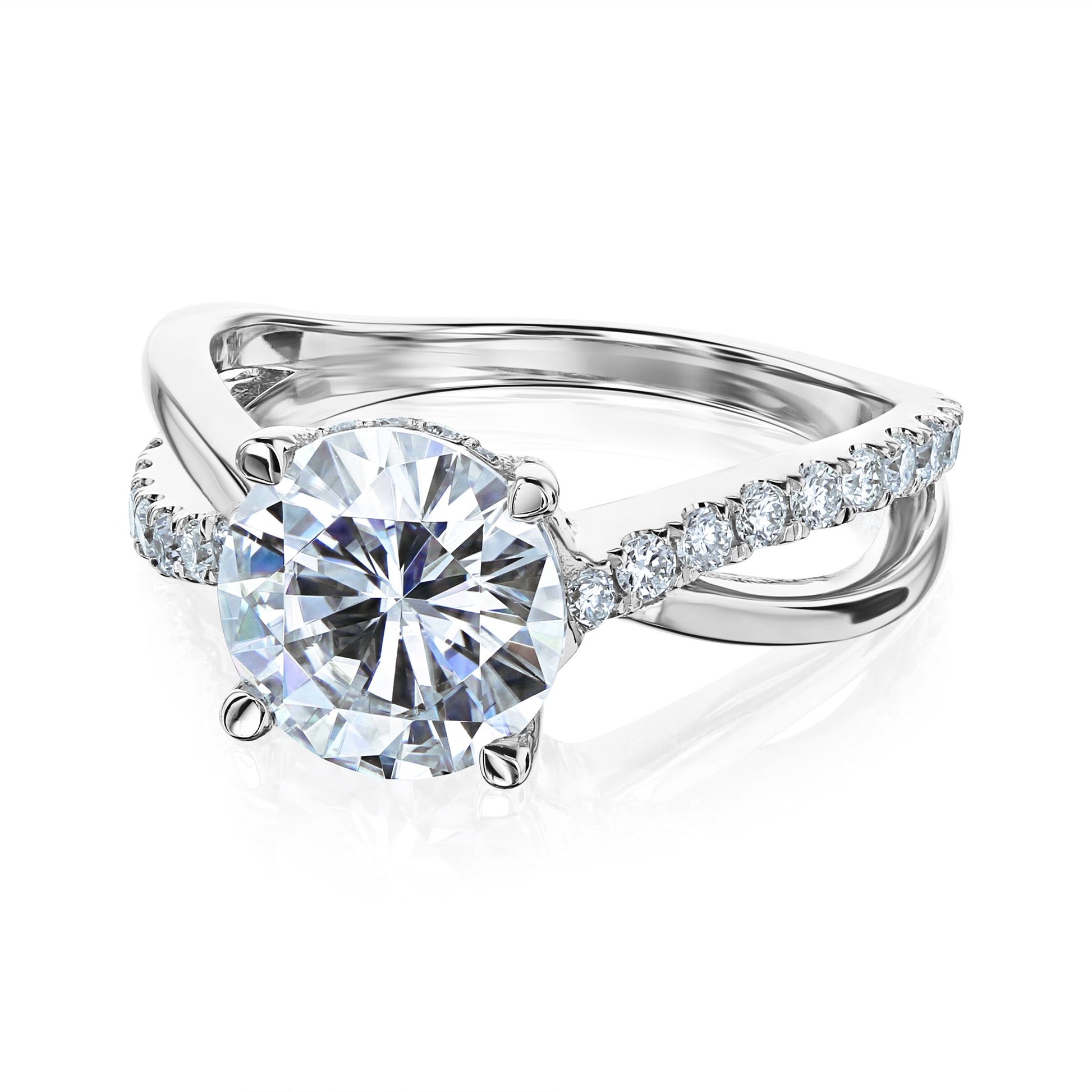 Kobelli 2 Carat Lab-grown Diamond Accented Ribbon Bypass Moissanite Engagement Ring