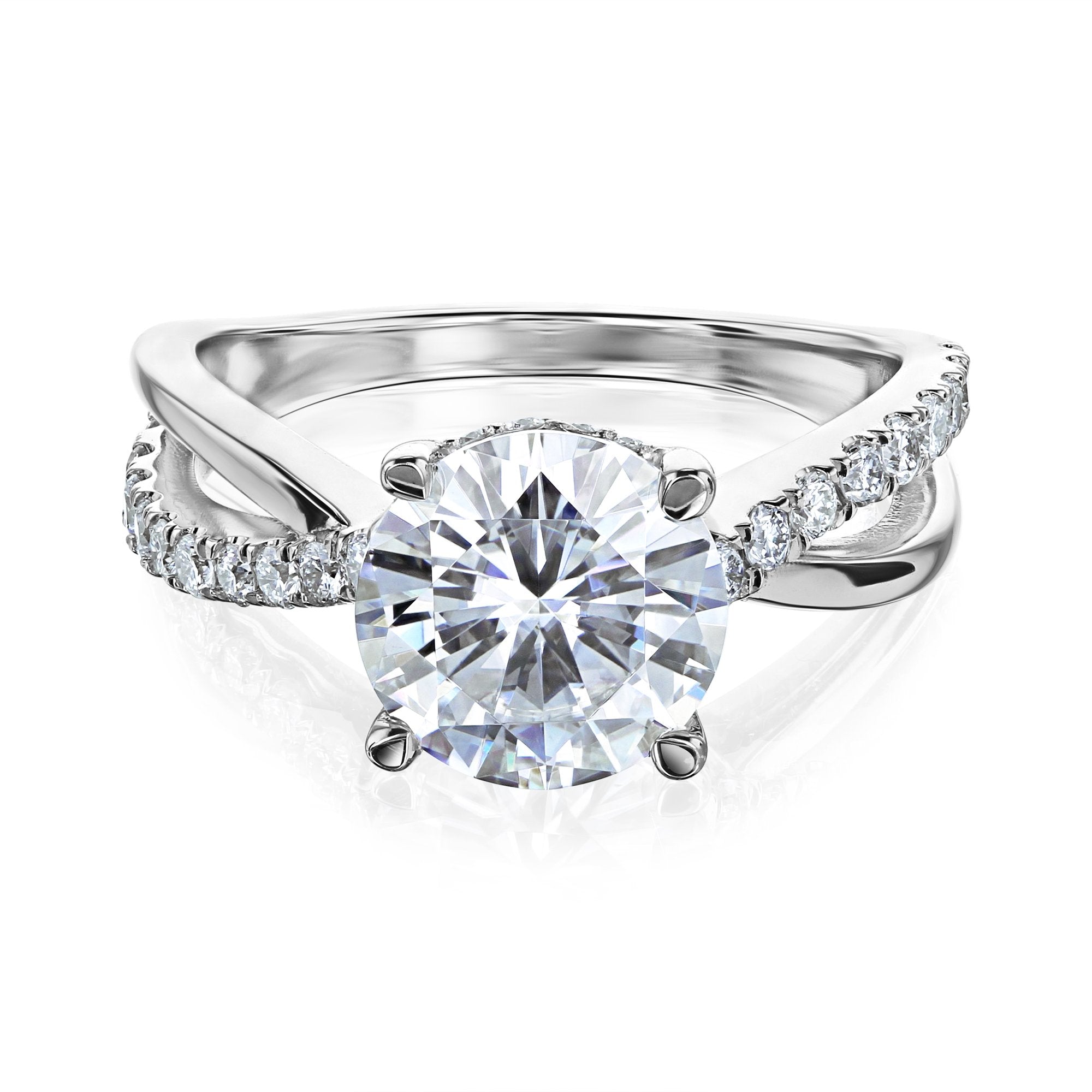 Kobelli 2 Carat Lab-grown Diamond Accented Ribbon Bypass Moissanite Engagement Ring