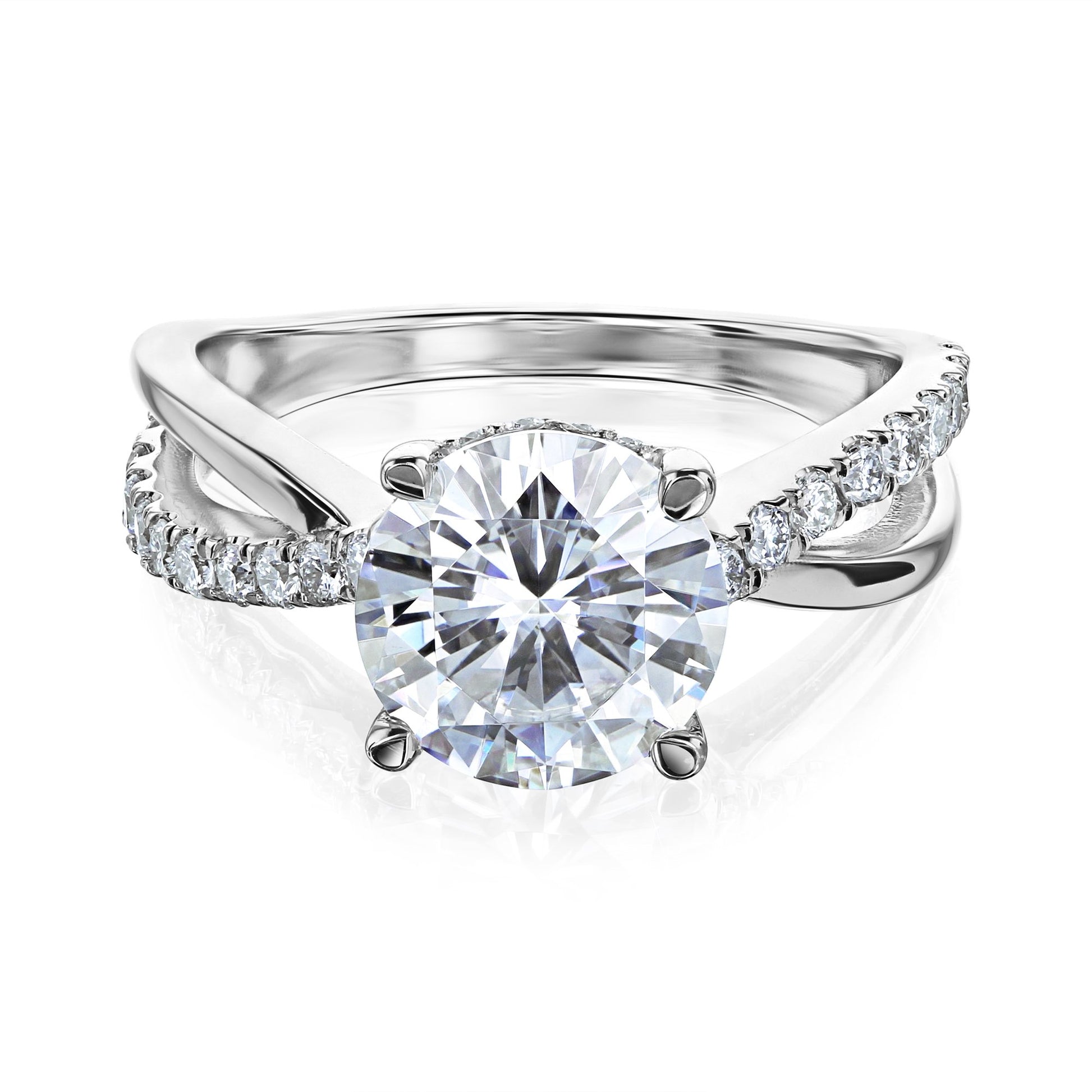 Kobelli 2 Carat Lab-grown Diamond Accented Ribbon Bypass Moissanite Engagement Ring