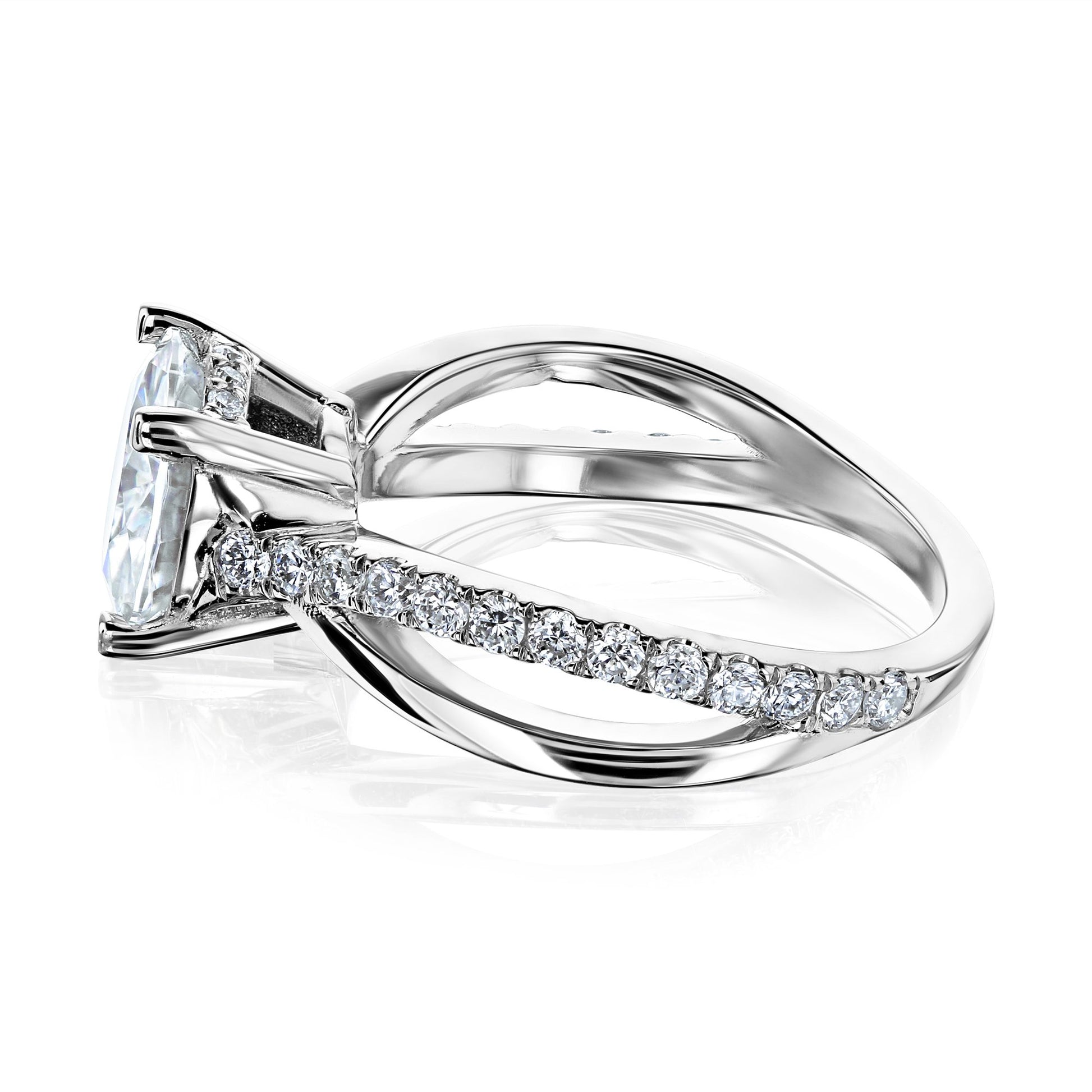 Kobelli 2 Carat Lab-grown Diamond Accented Ribbon Bypass Moissanite Engagement Ring