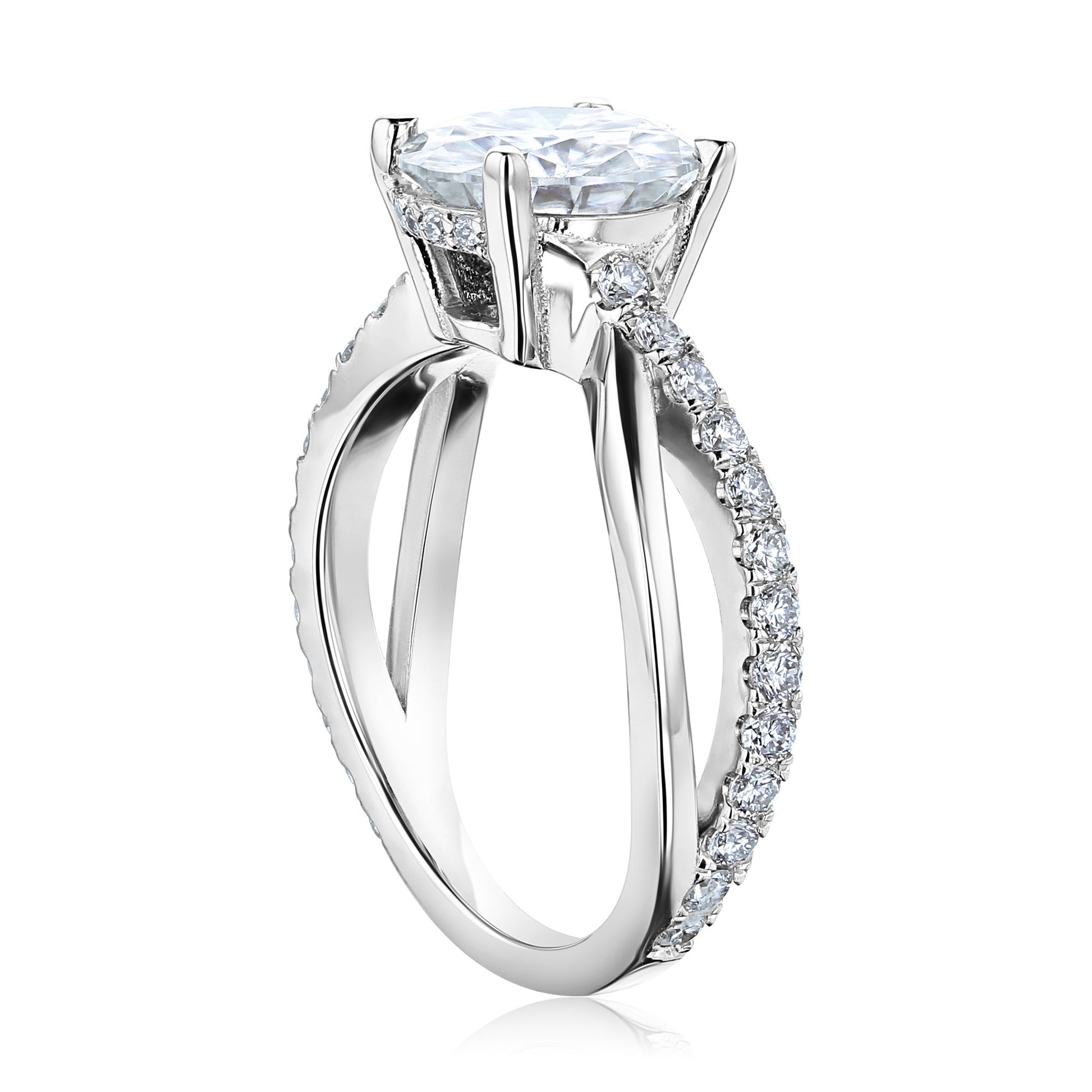 Kobelli 2 Carat Lab-grown Diamond Accented Ribbon Bypass Moissanite Engagement Ring