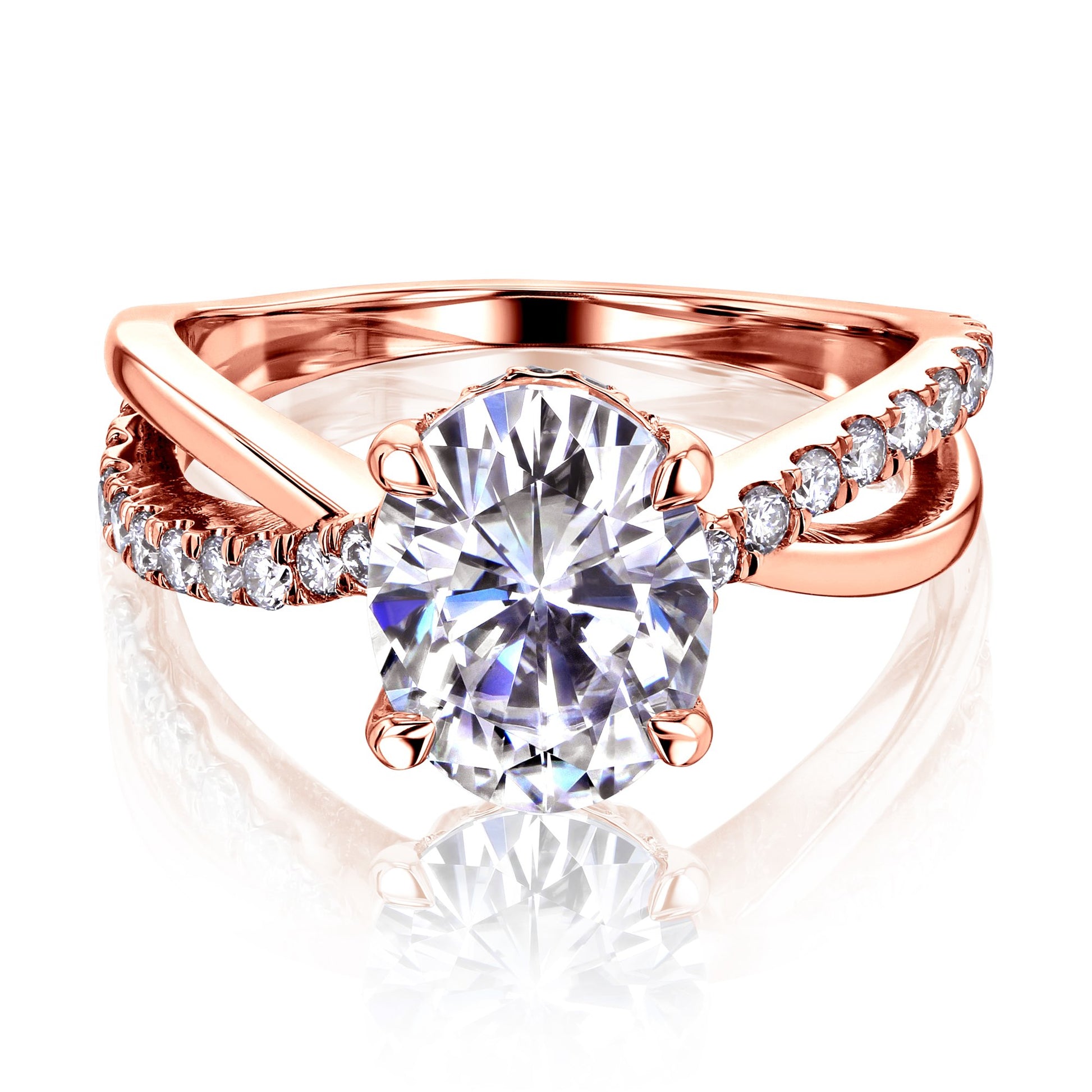 Kobelli Ribbon Bypass Oval Moissanite Engagement Ring