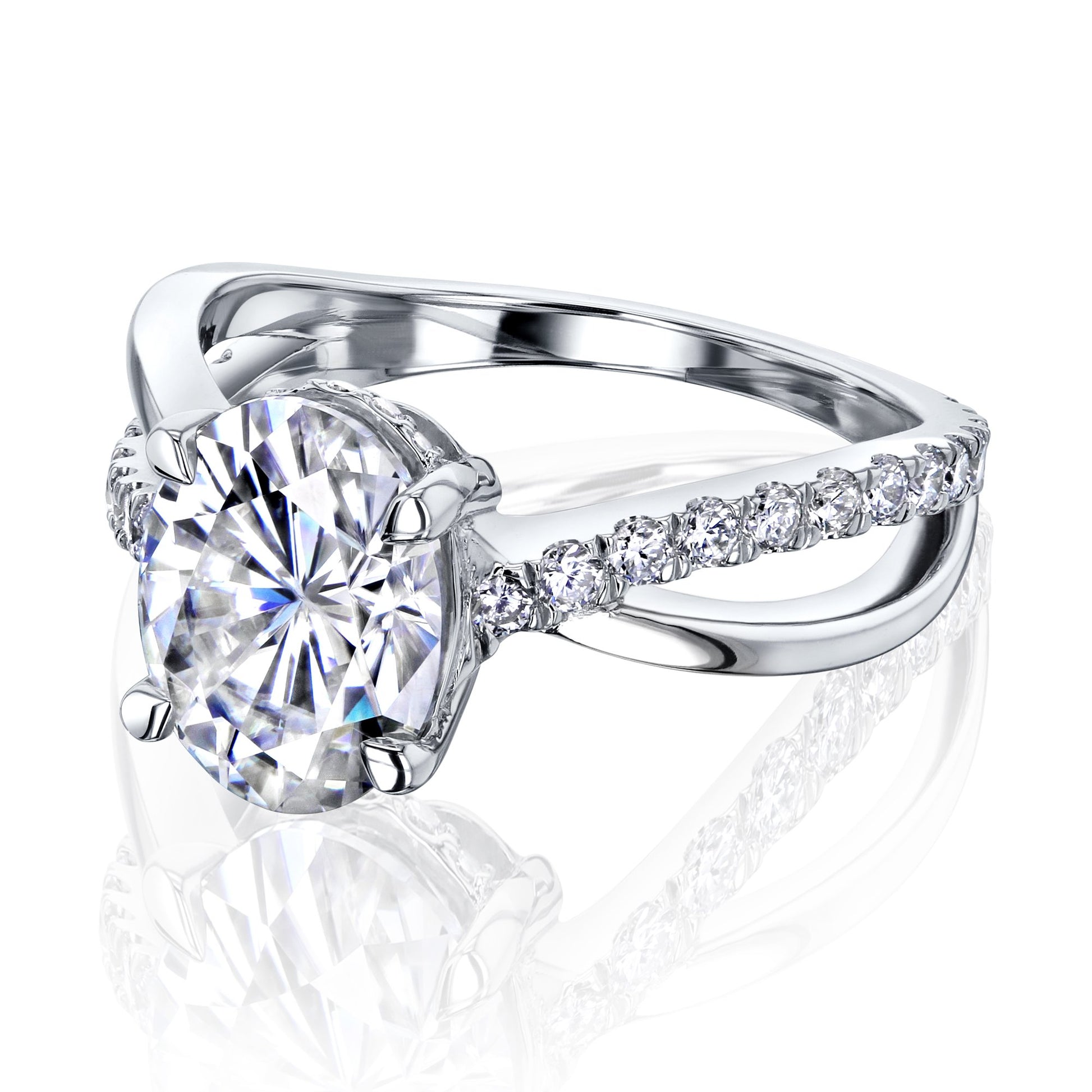 Kobelli Ribbon Bypass Oval Moissanite Engagement Ring