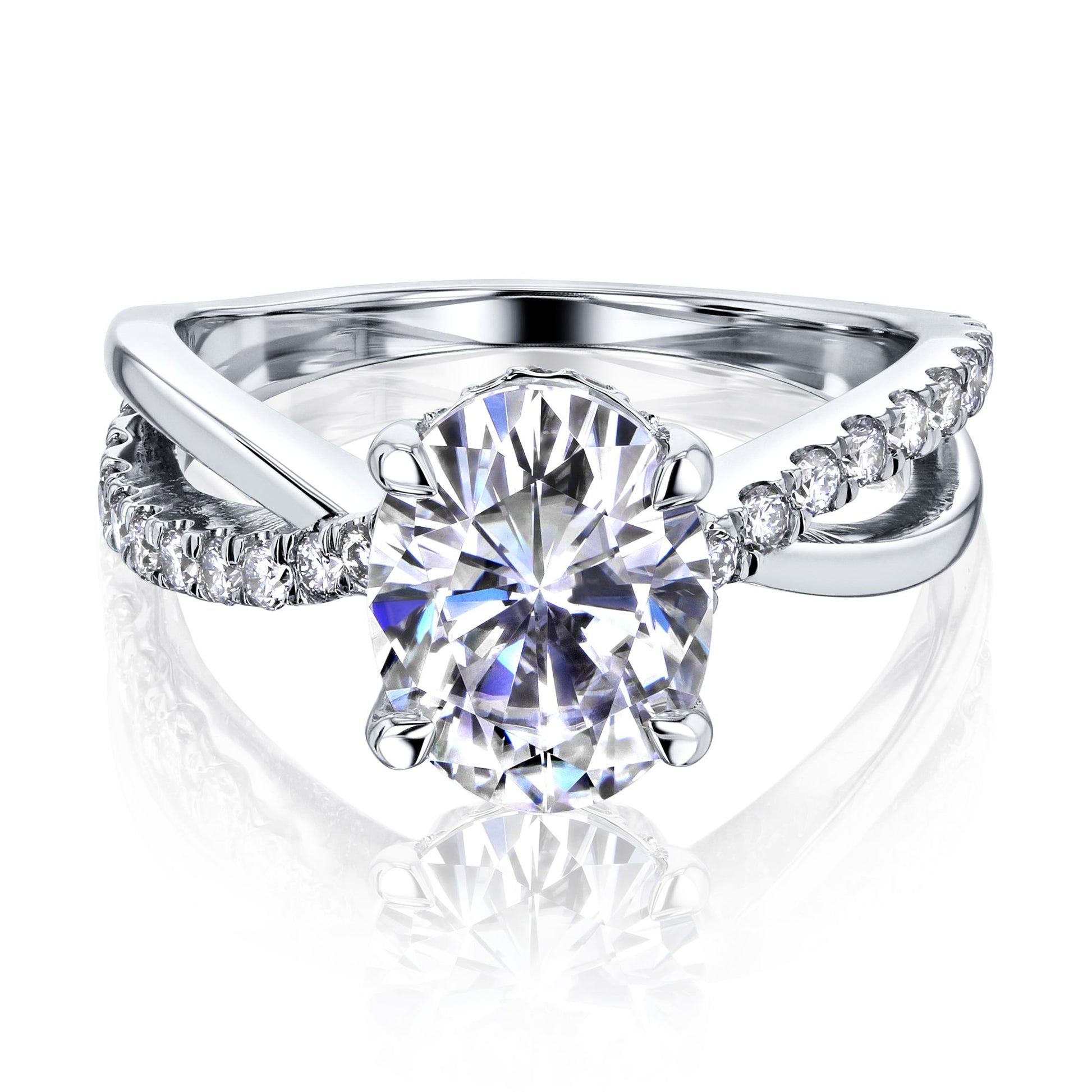 Kobelli Ribbon Bypass Oval Moissanite Engagement Ring