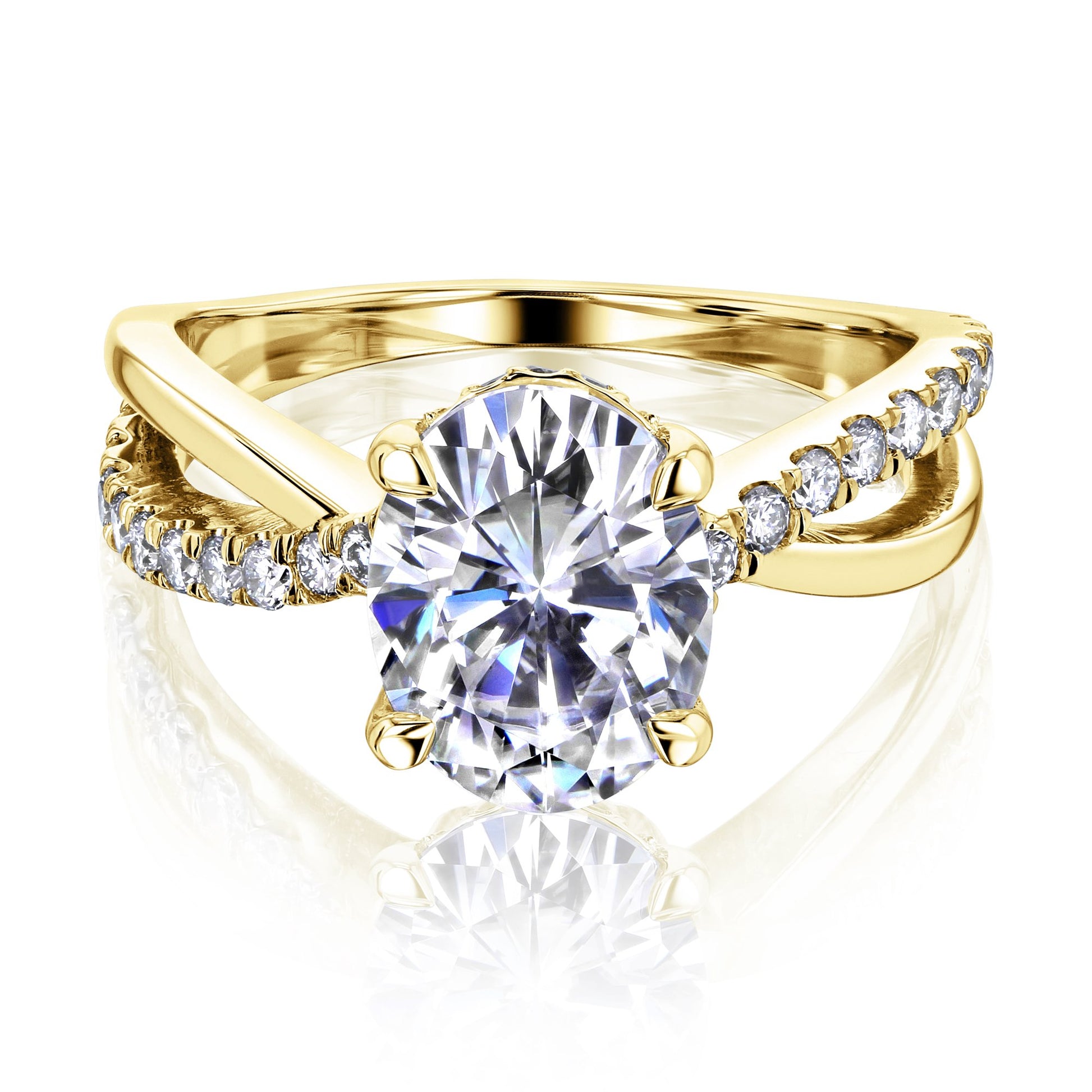 Kobelli Ribbon Bypass Oval Moissanite Engagement Ring