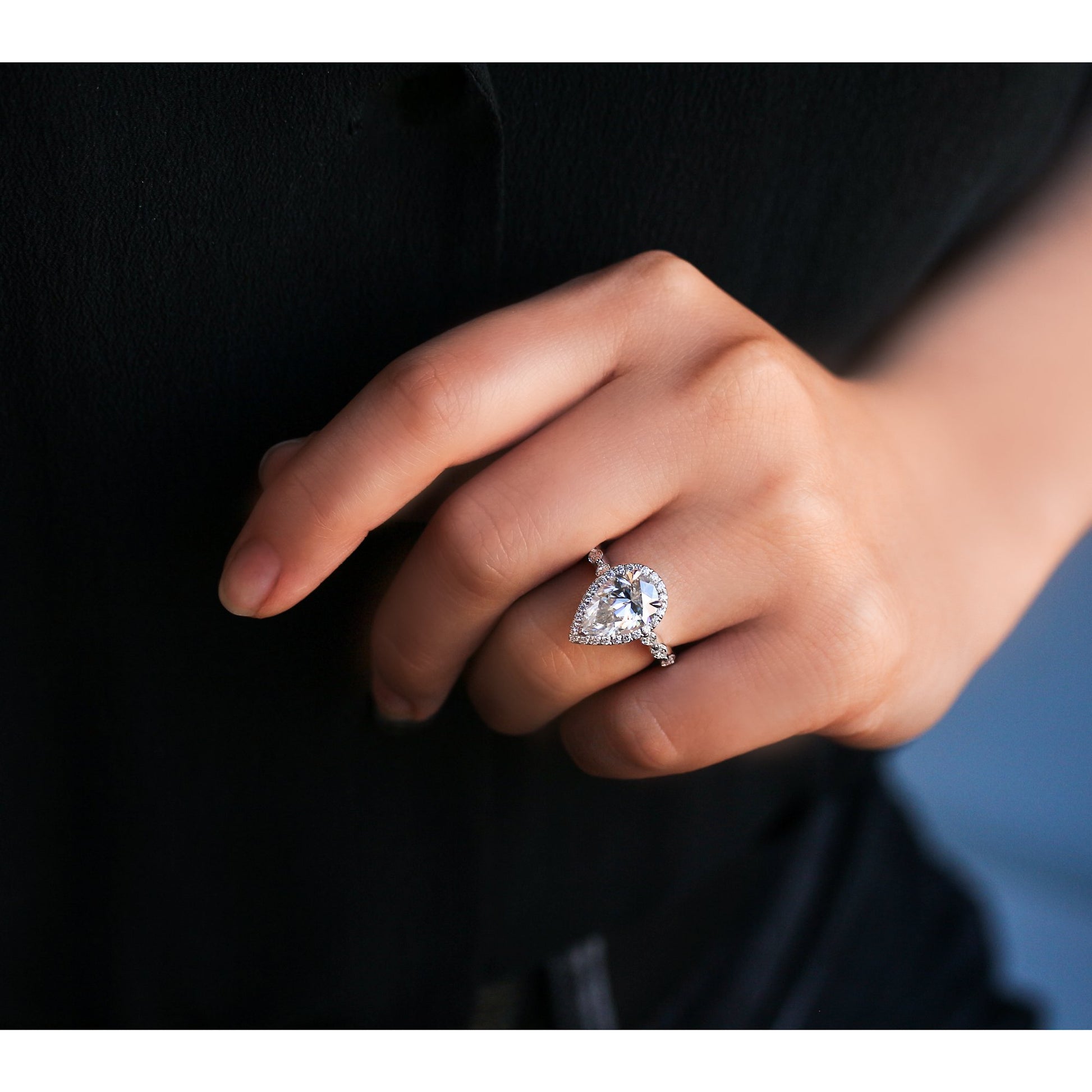 Kobelli The Cristina Pear Moissanite Engagement Ring