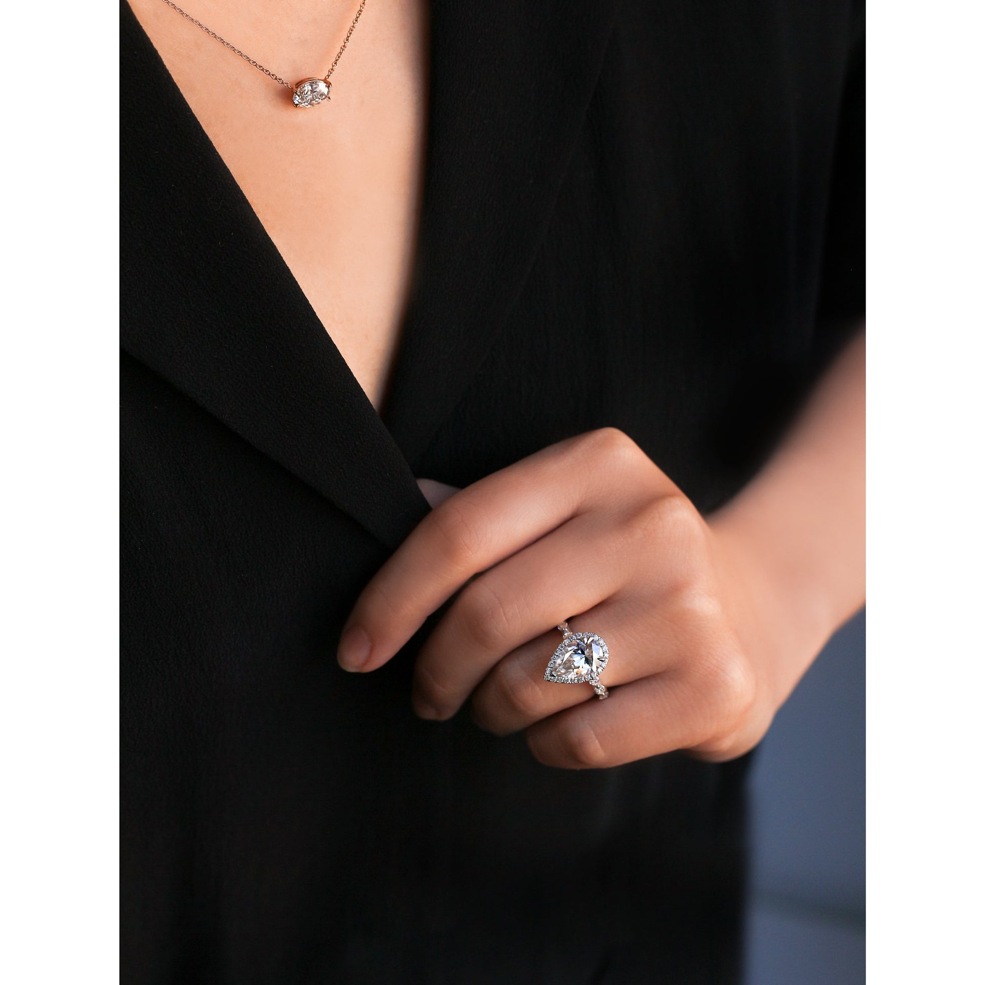 Kobelli The Cristina Pear Moissanite Engagement Ring