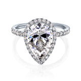 Kobelli - Online Store - Pear Statement Moissanite and Diamond Engagement Ring - White Gold