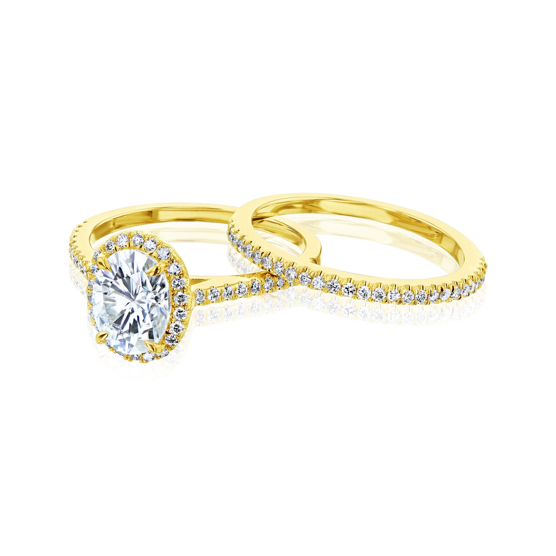 Kobelli 1.5ct Classic Oval Moissanite Halo Bridal Set