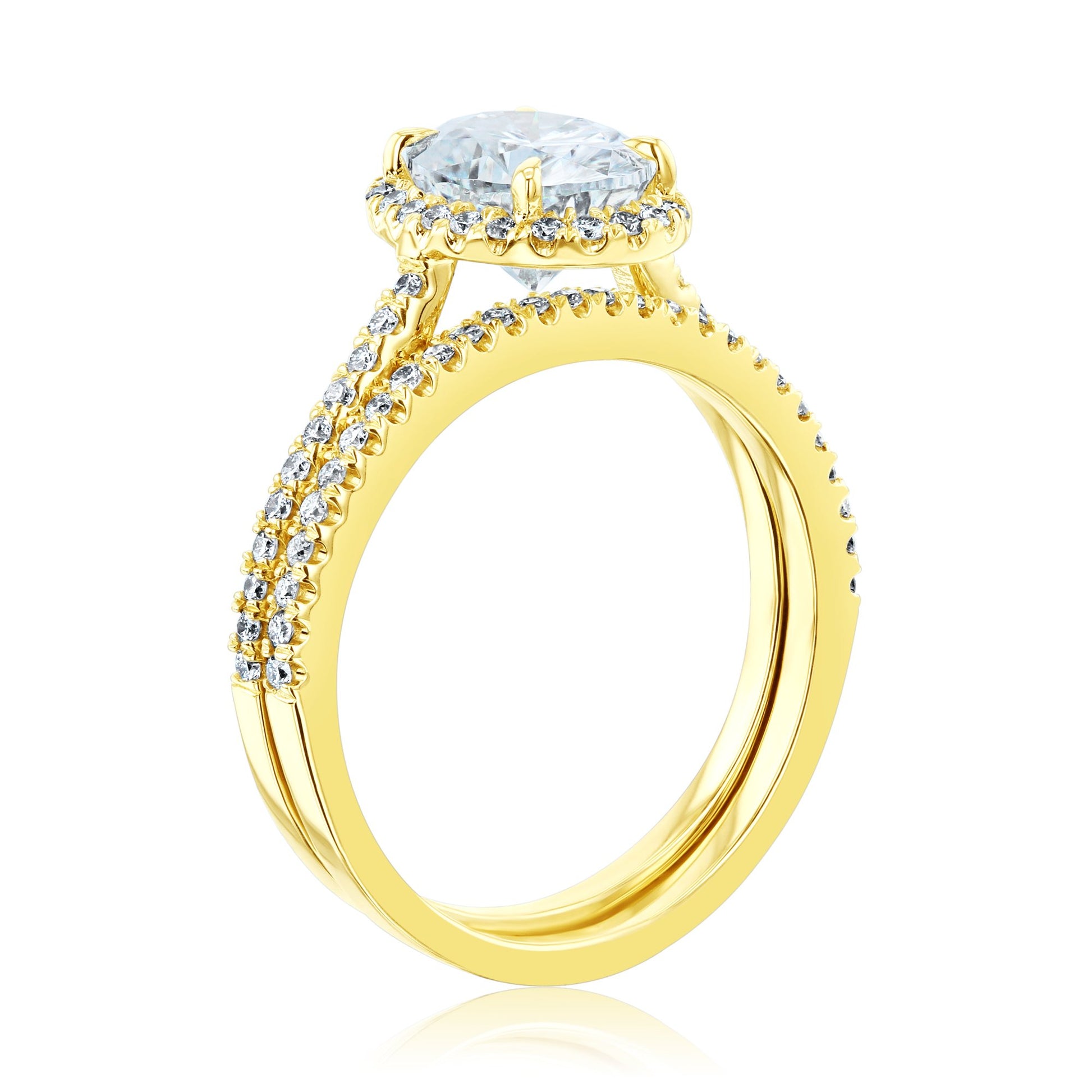 Kobelli 1.5ct Classic Oval Moissanite Halo Bridal Set