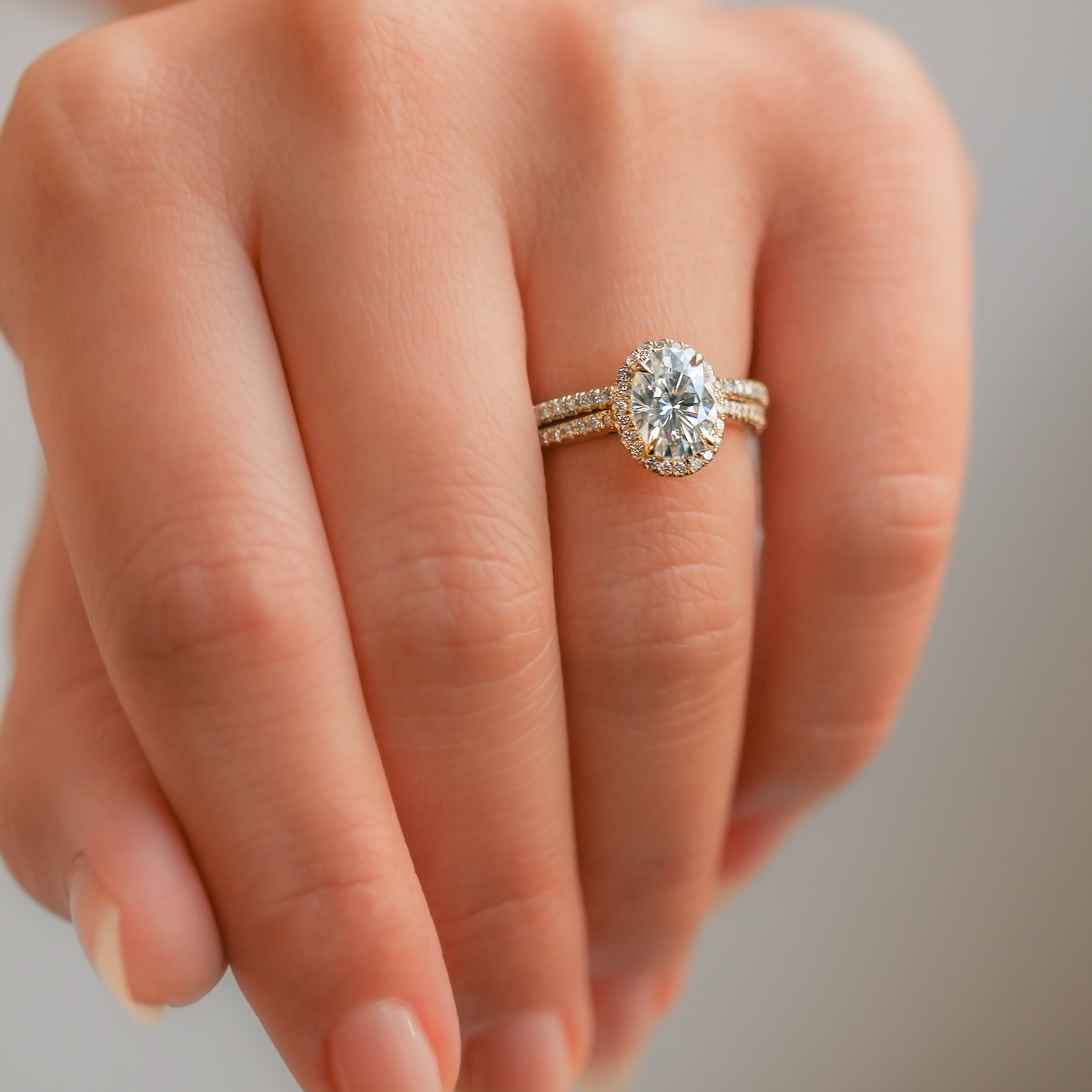 Kobelli 1.5ct Classic Oval Moissanite Halo Bridal Set