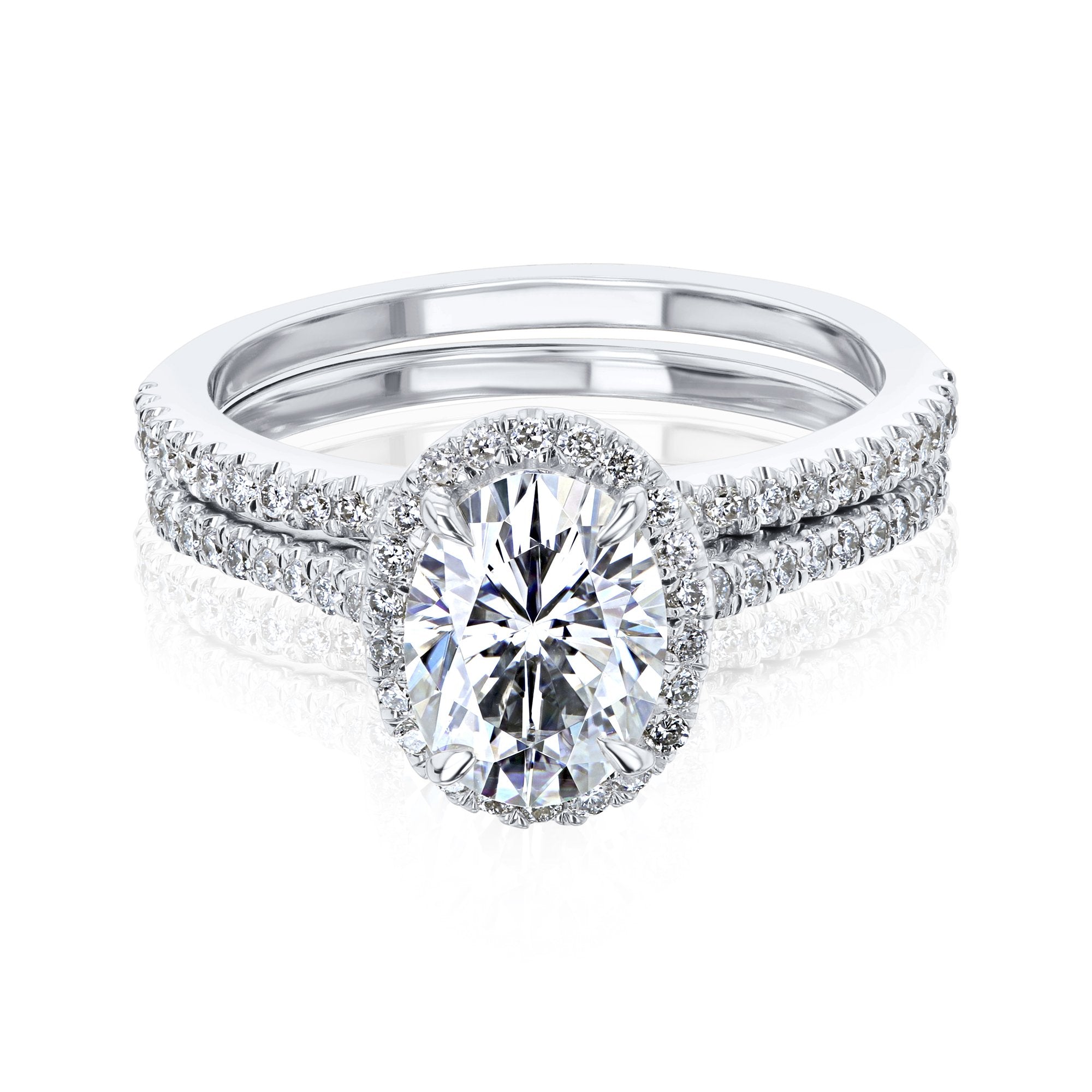 Kobelli 1.5ct Classic Oval Moissanite Halo Bridal Set