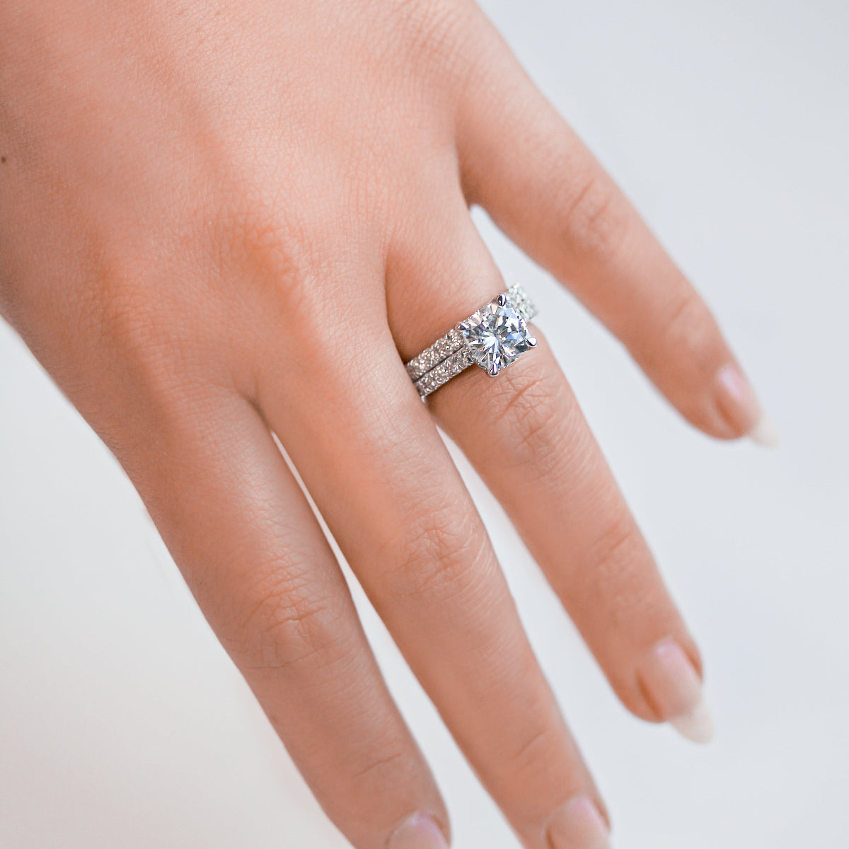 Camden Ring - 2 Carat Cushion Center Over Diamond-lined Bands