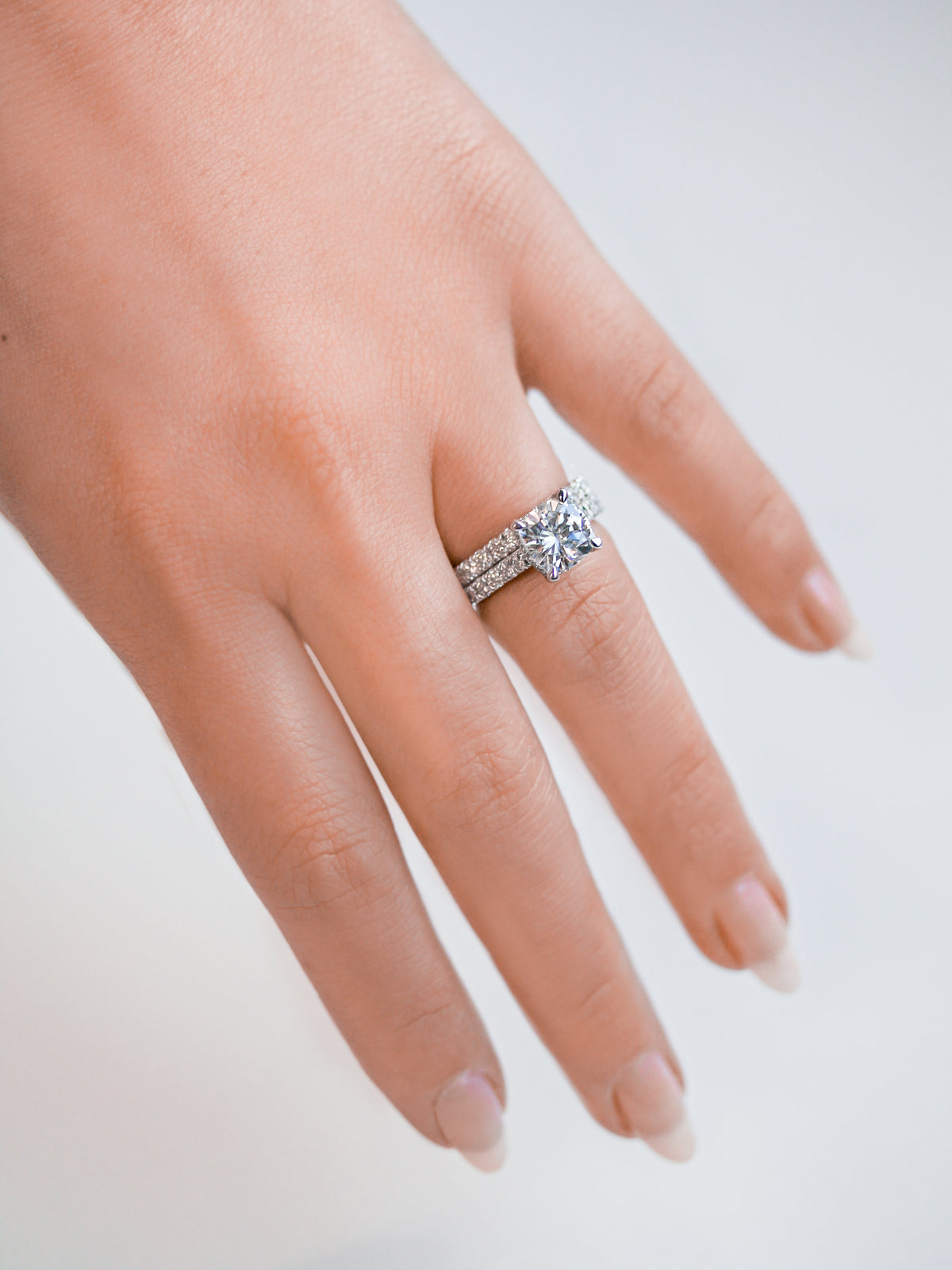 Camden Ring - 2 Carat Cushion Center Over Diamond-lined Bands