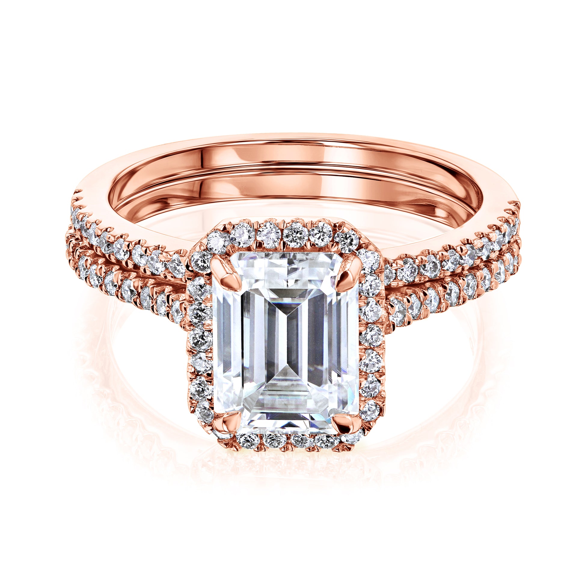 1.75 Carat Moissanite Emerald Capri Bridal Set