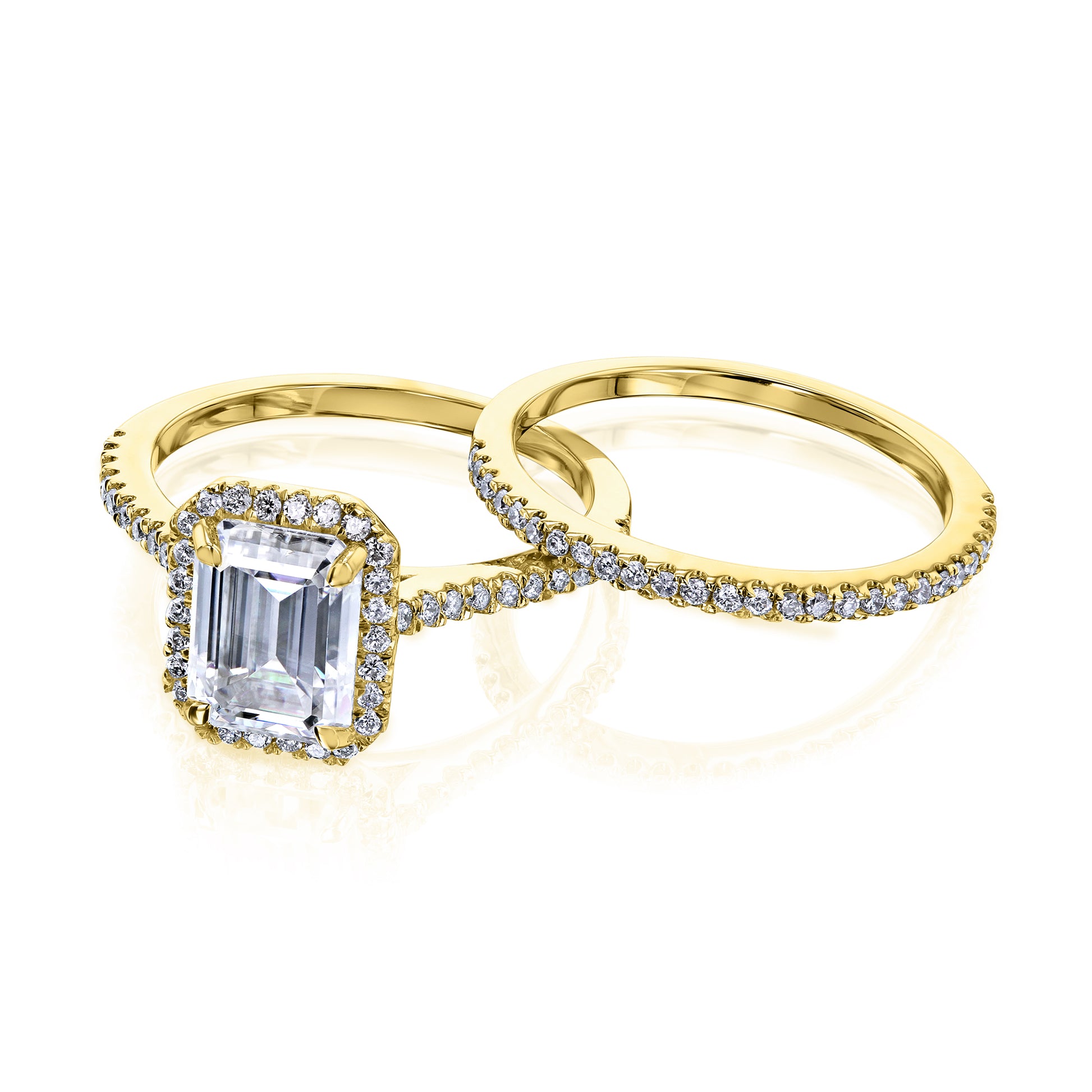 1.75 Carat Moissanite Emerald Capri Bridal Set