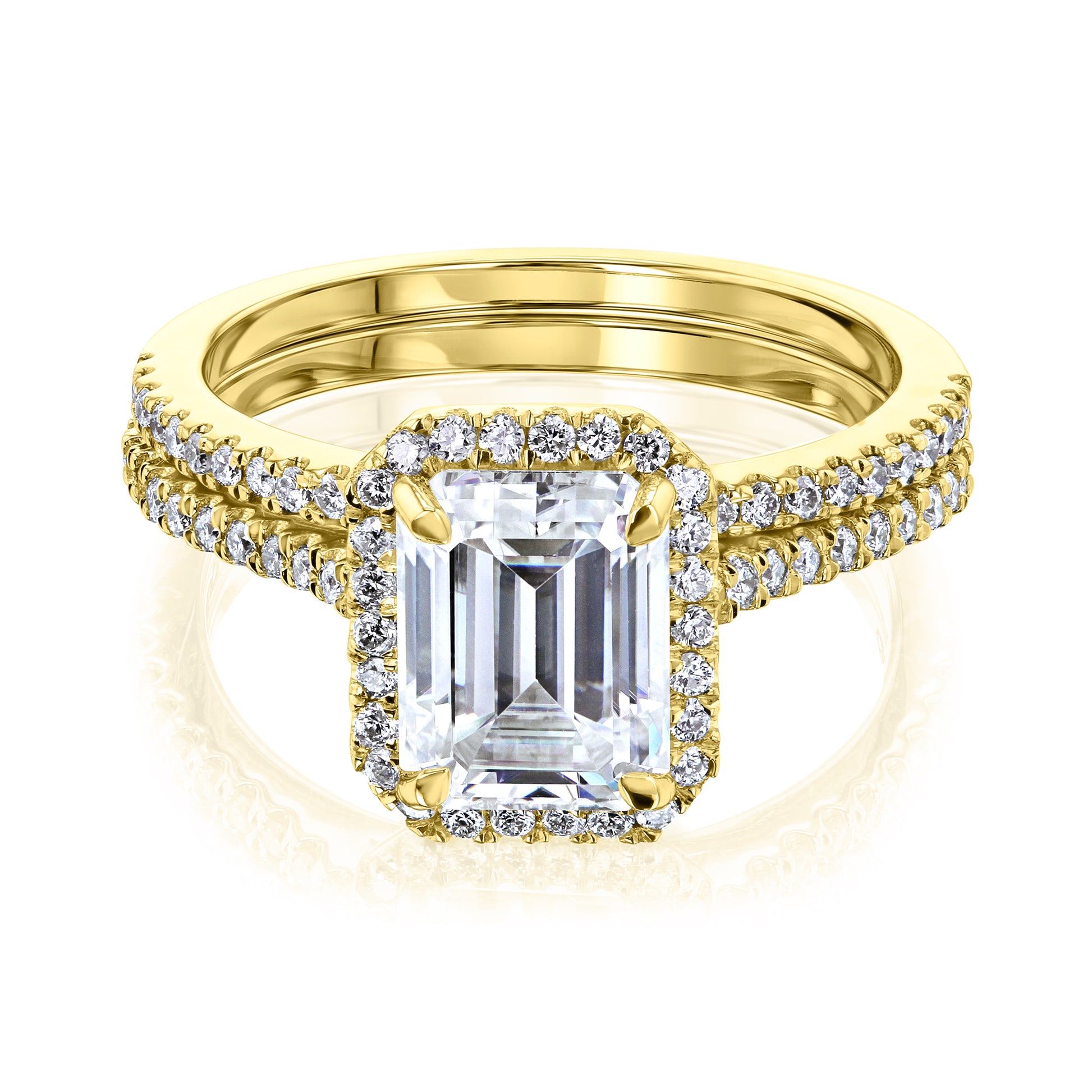 1.75 Carat Moissanite Emerald Capri Bridal Set