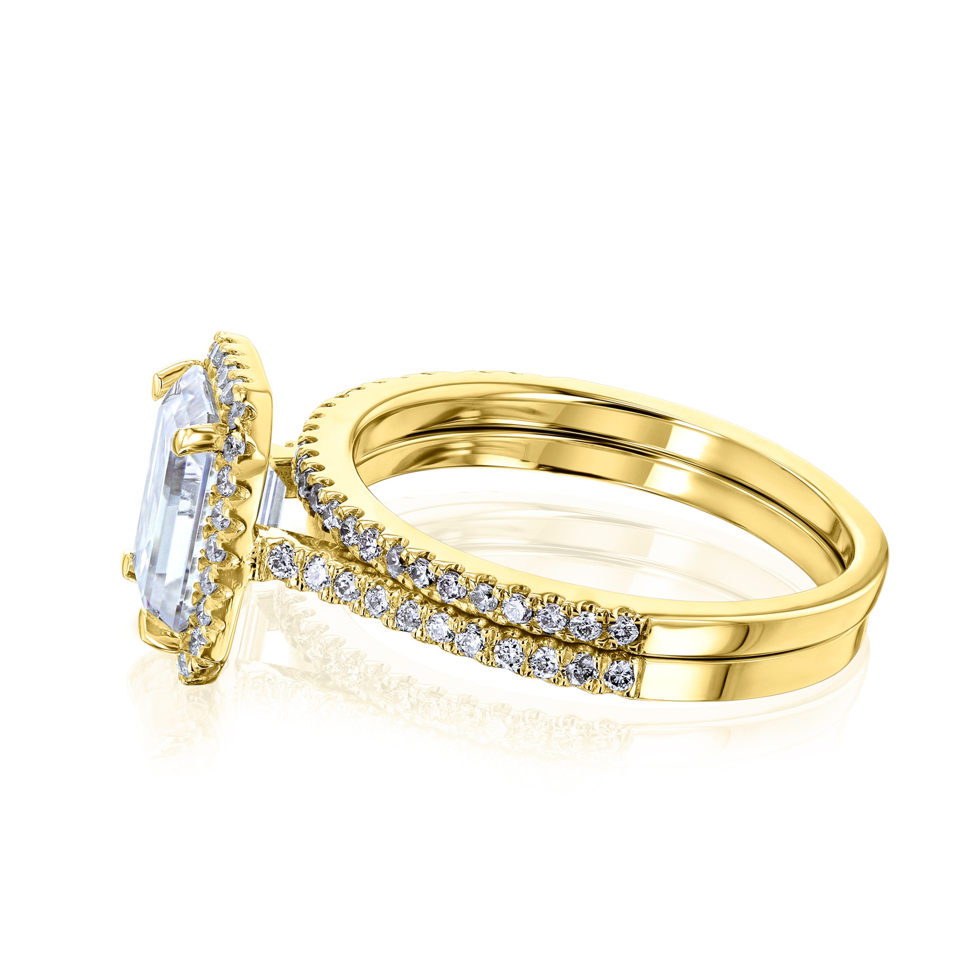 1.75 Carat Moissanite Emerald Capri Bridal Set