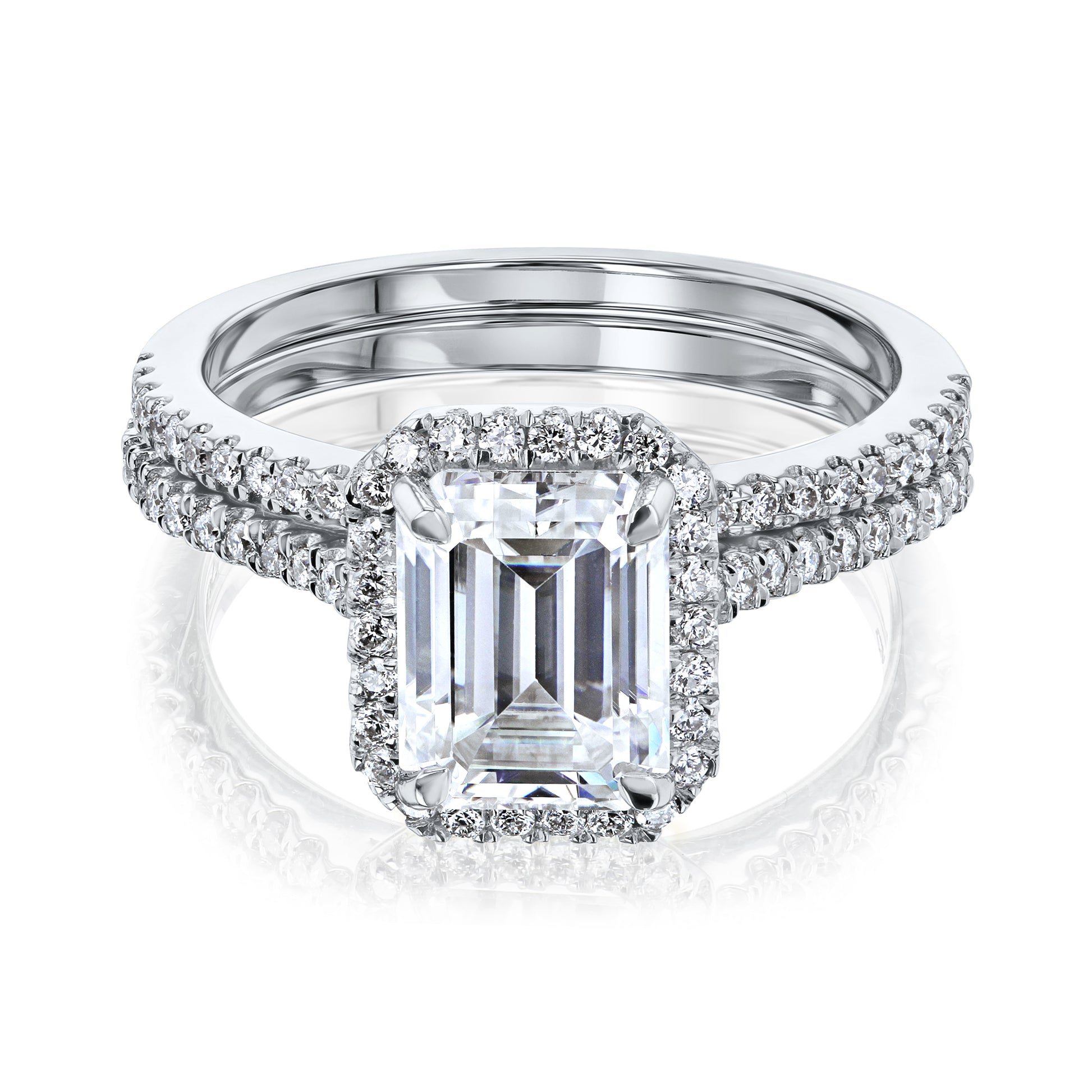 1.75 Carat Moissanite Emerald Capri Bridal Set