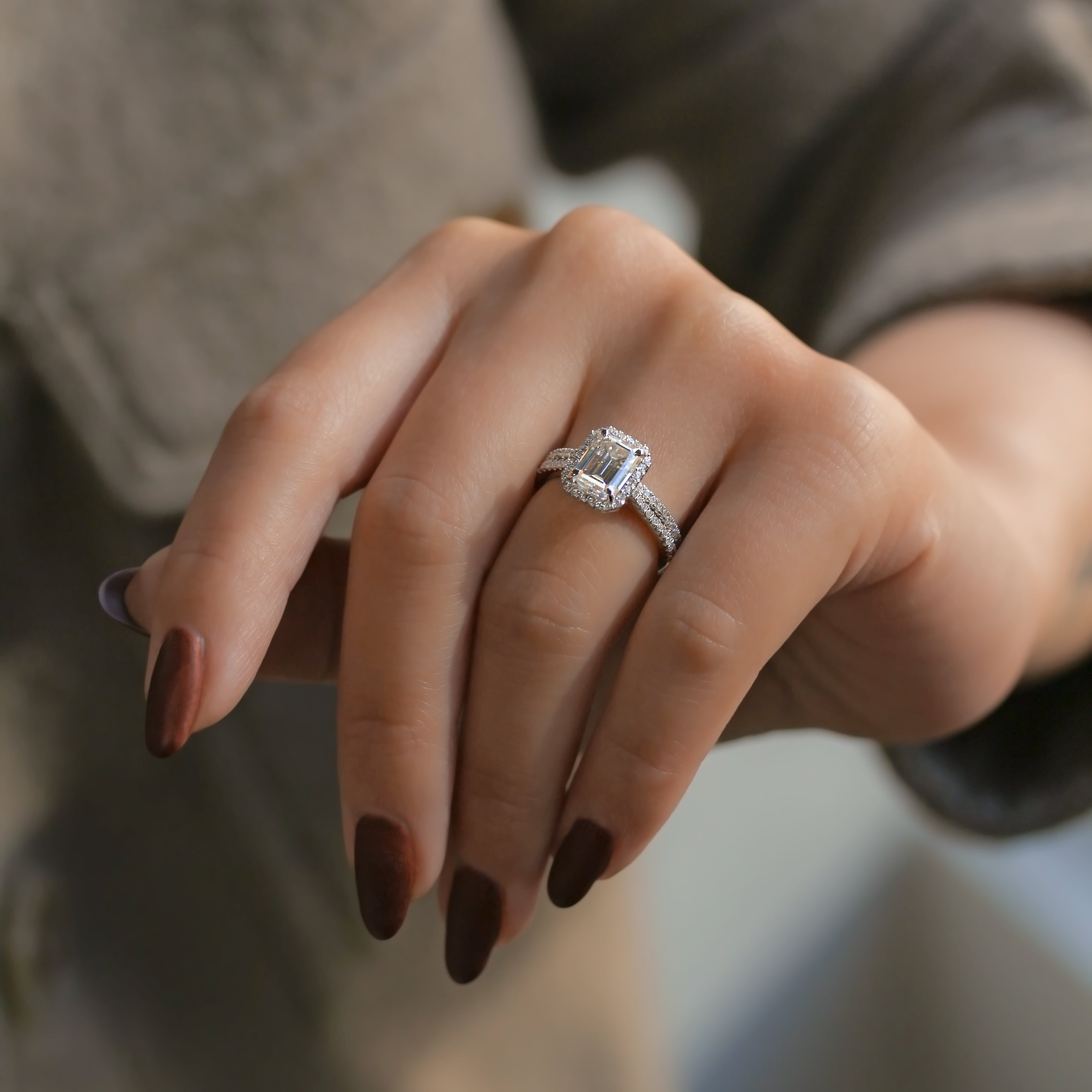 1.75 Carat Moissanite Emerald Capri Bridal Set