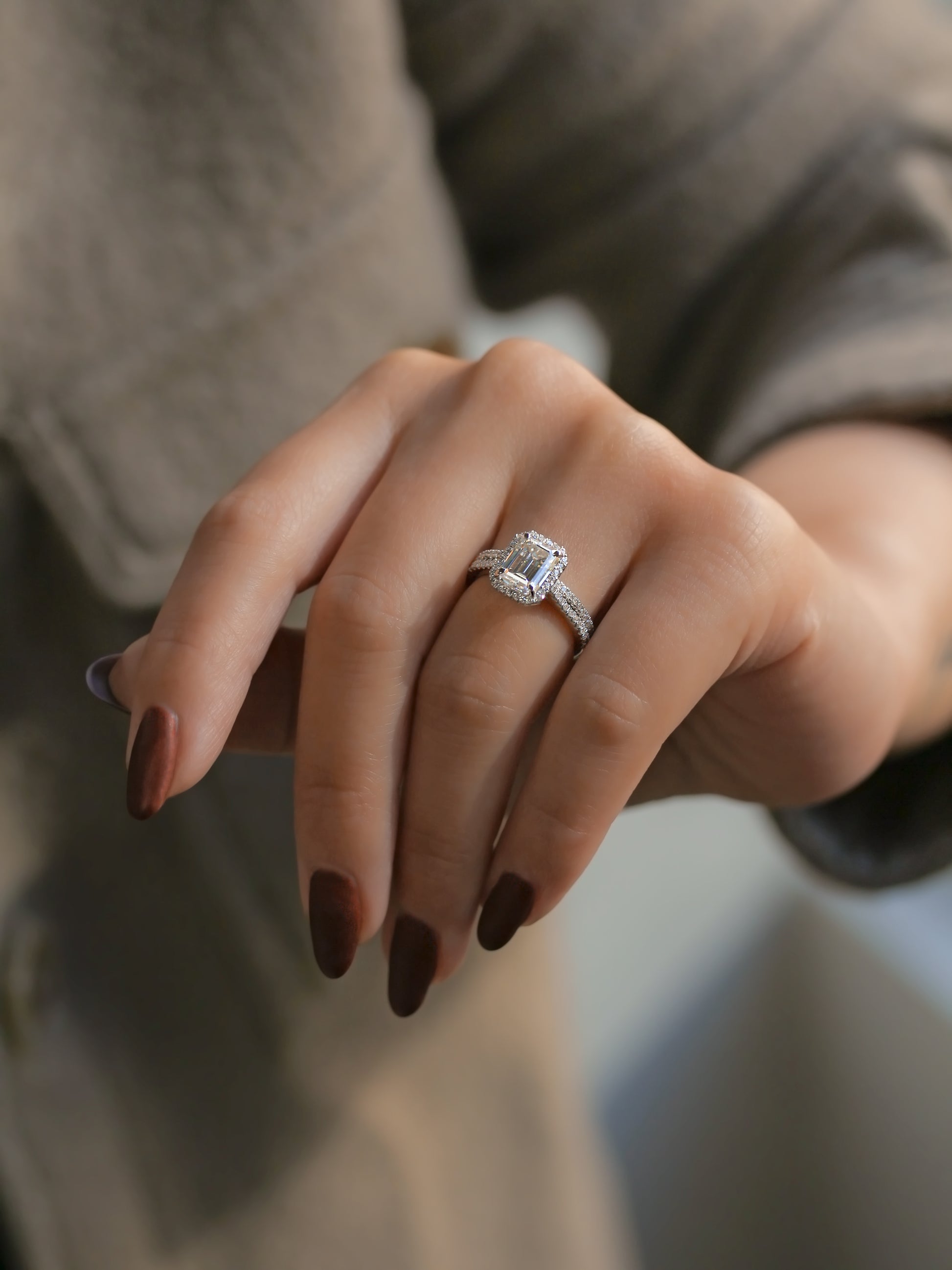 1.75 Carat Moissanite Emerald Capri Bridal Set