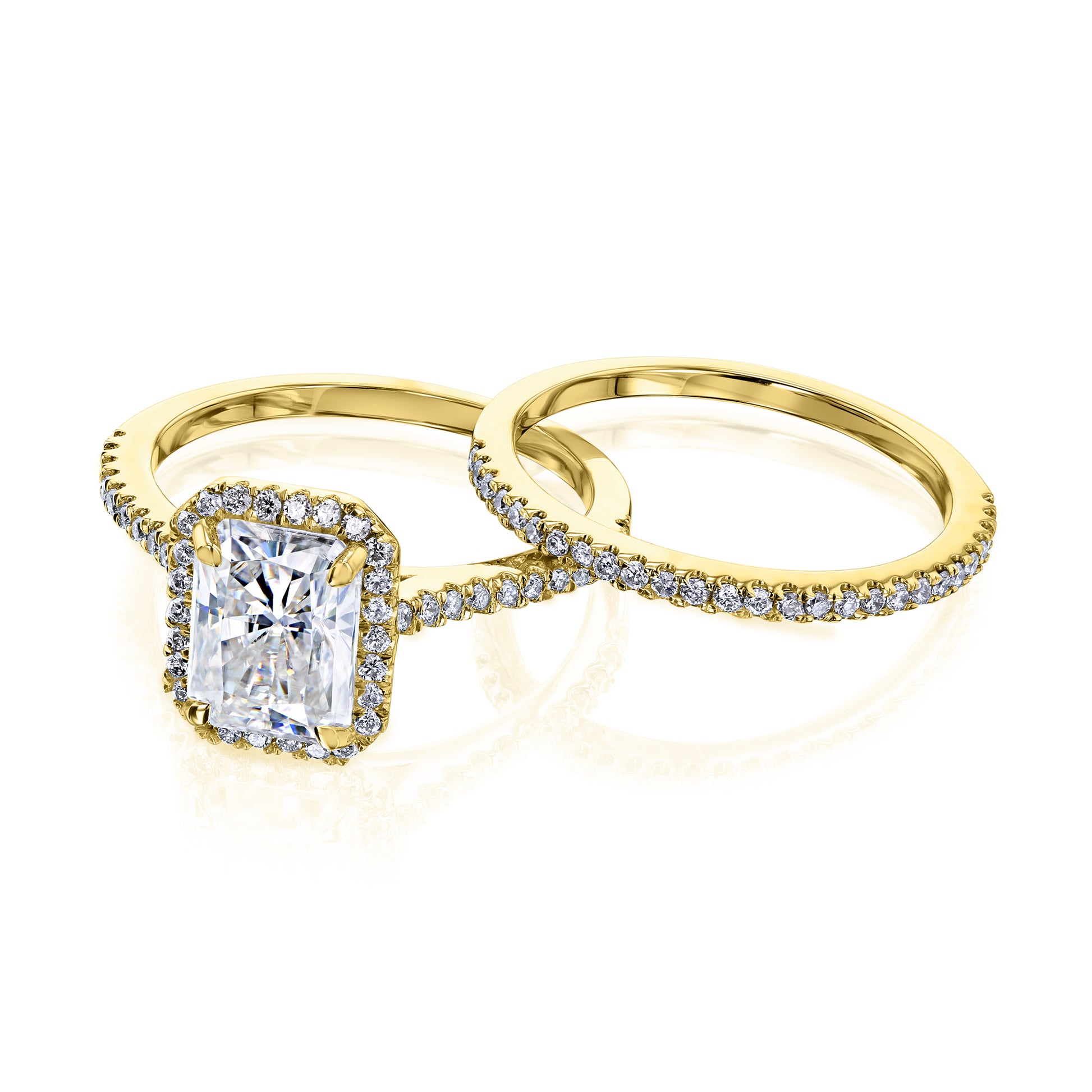 1.8 Carat Moissanite Radiant Capri Bridal Set