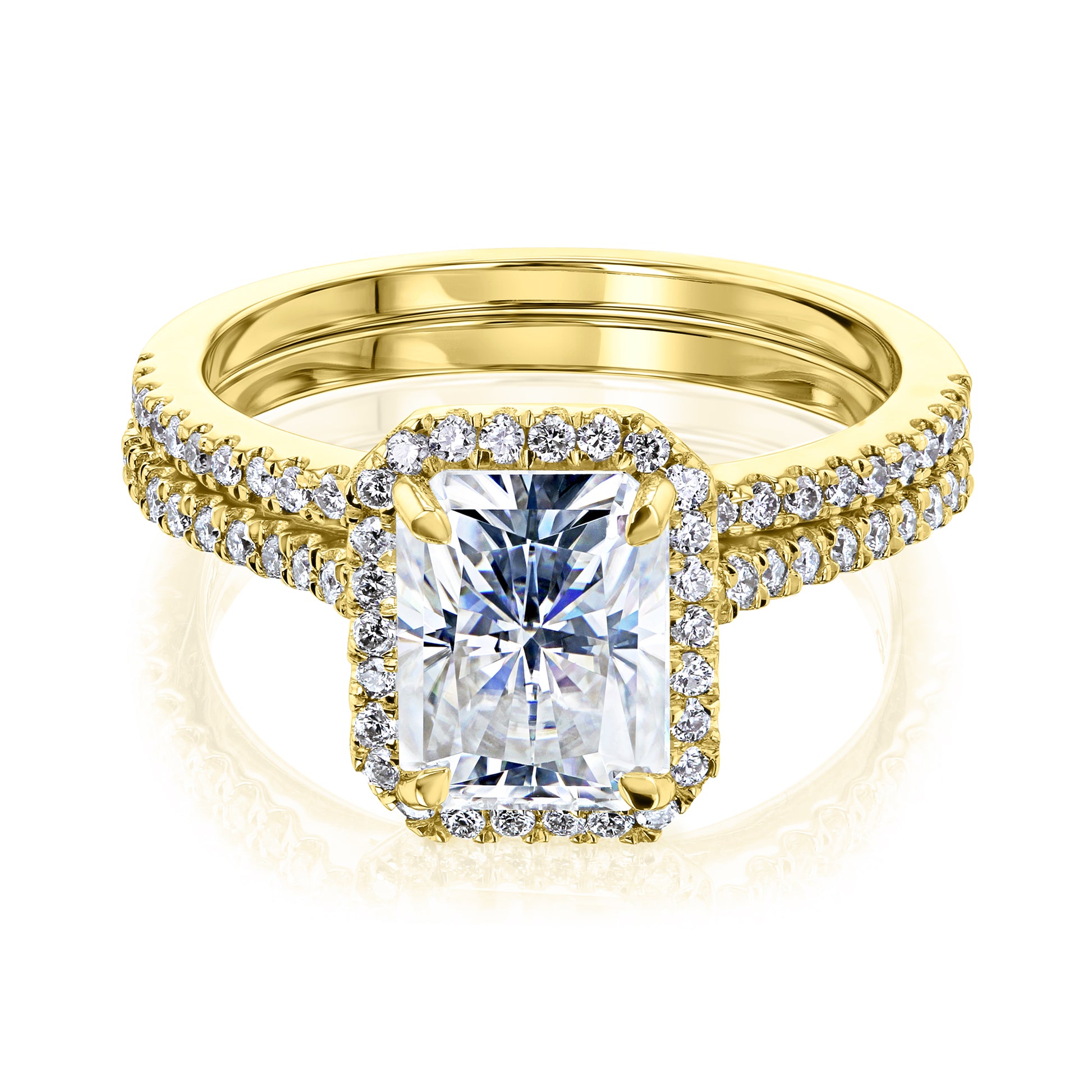 1.8 Carat Moissanite Radiant Capri Bridal Set