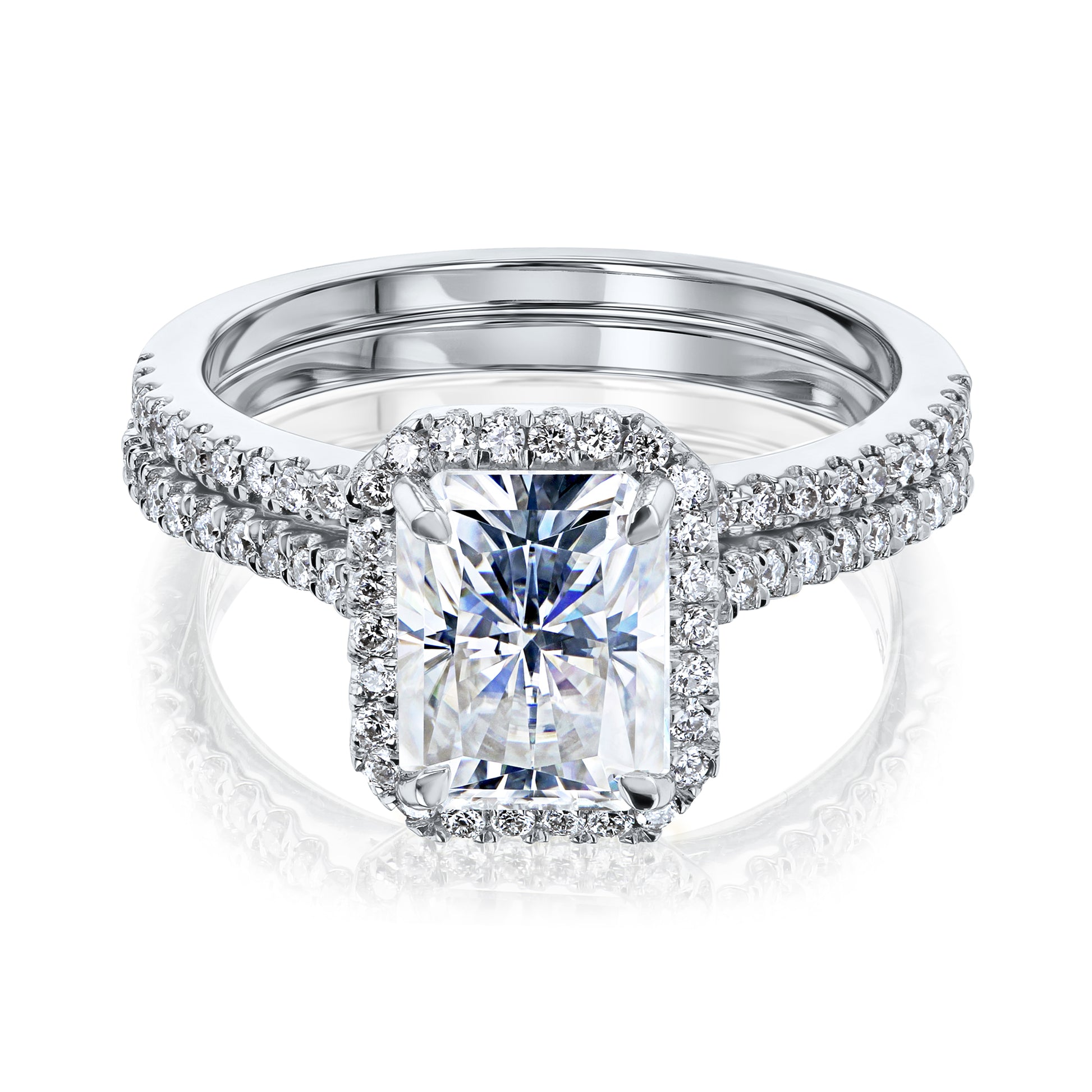 1.8 Carat Moissanite Radiant Capri Bridal Set