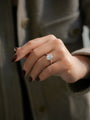 radiant halo ring on a hand