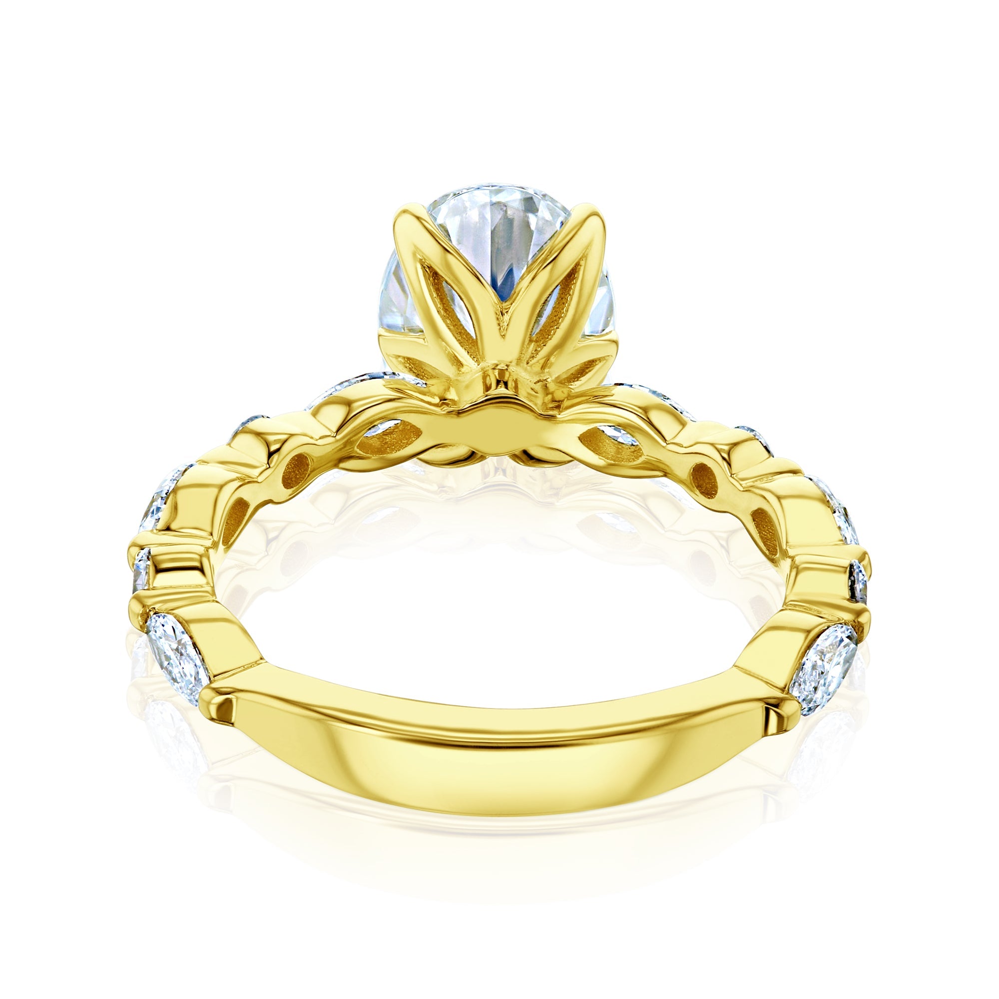 Kobelli 2.73ctw Oval Moissanite and Lab Grown Diamonds Scalloped