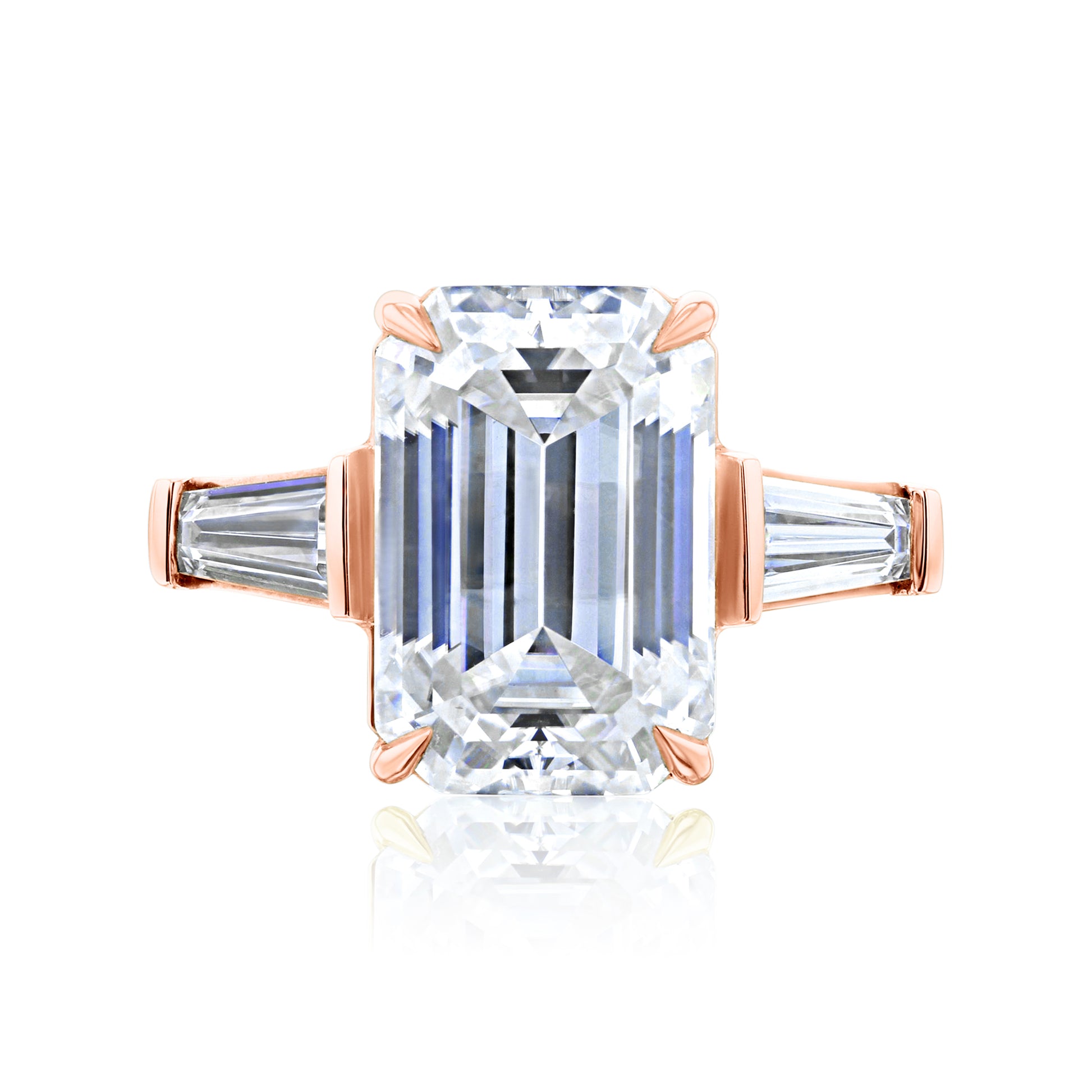 5.7 Carat Moissanite 3-Stone Emerald Pilot Ring