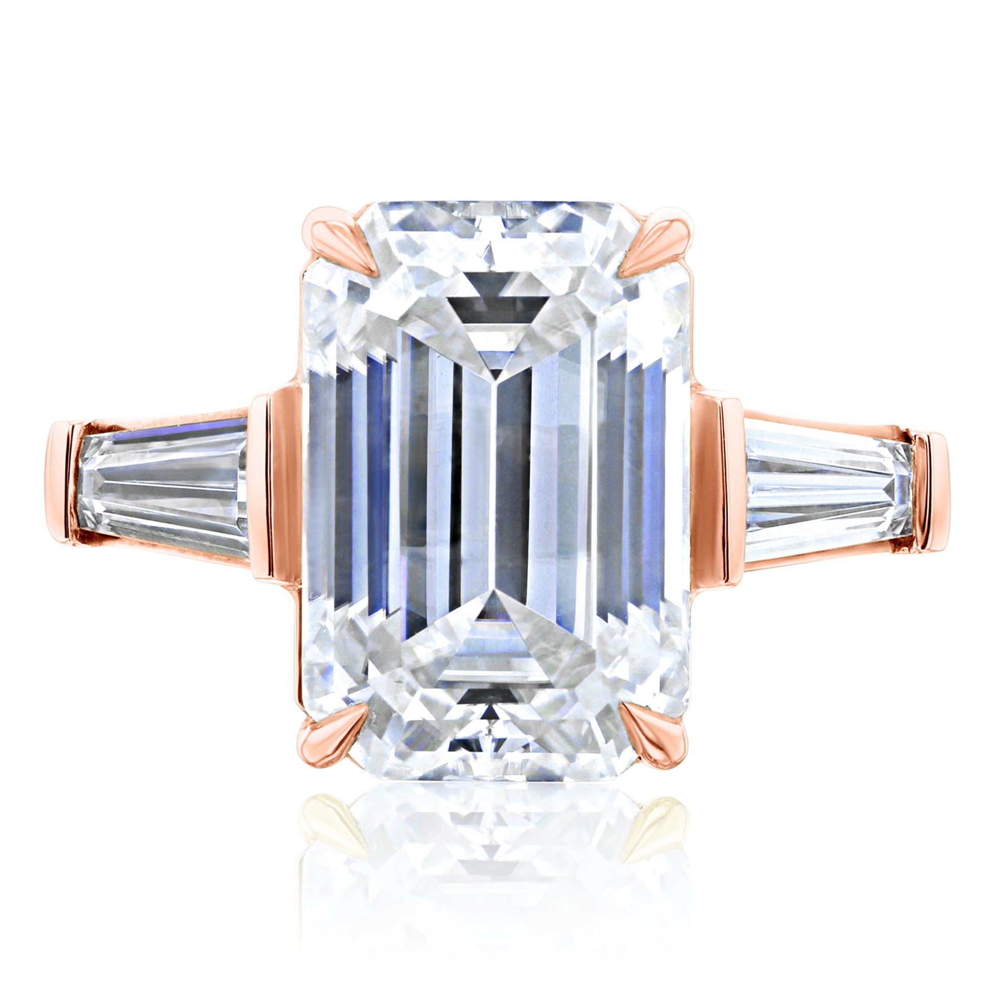 5.7 Carat Moissanite 3-Stone Emerald Pilot Ring