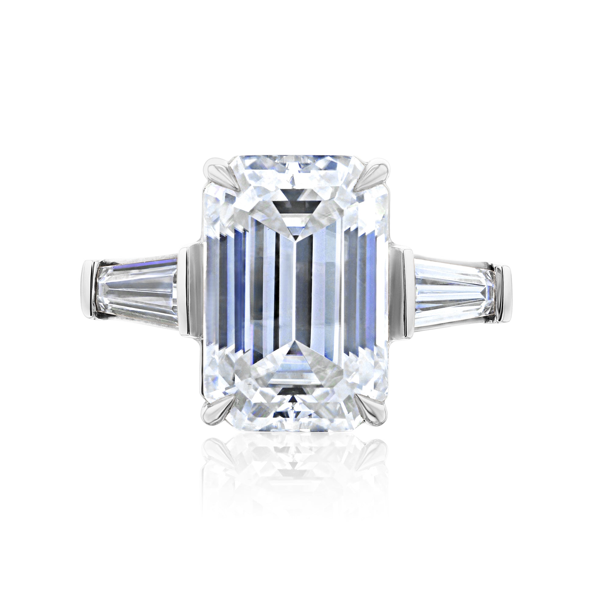5.7 Carat Moissanite 3-Stone Emerald Pilot Ring