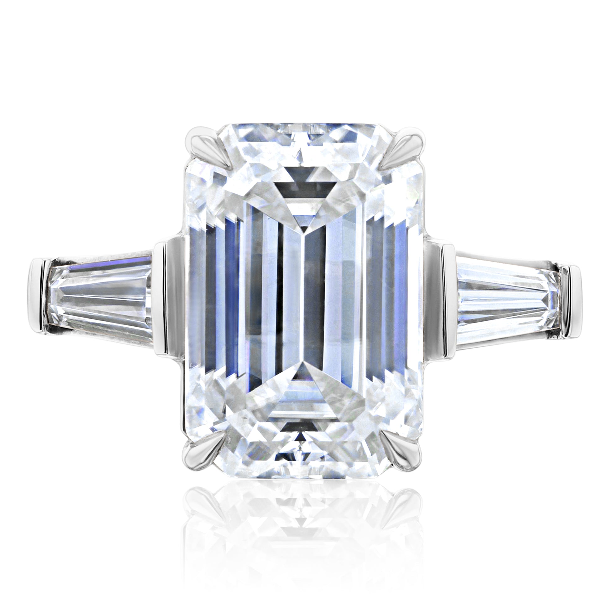 5.7 Carat Moissanite 3-Stone Emerald Pilot Ring