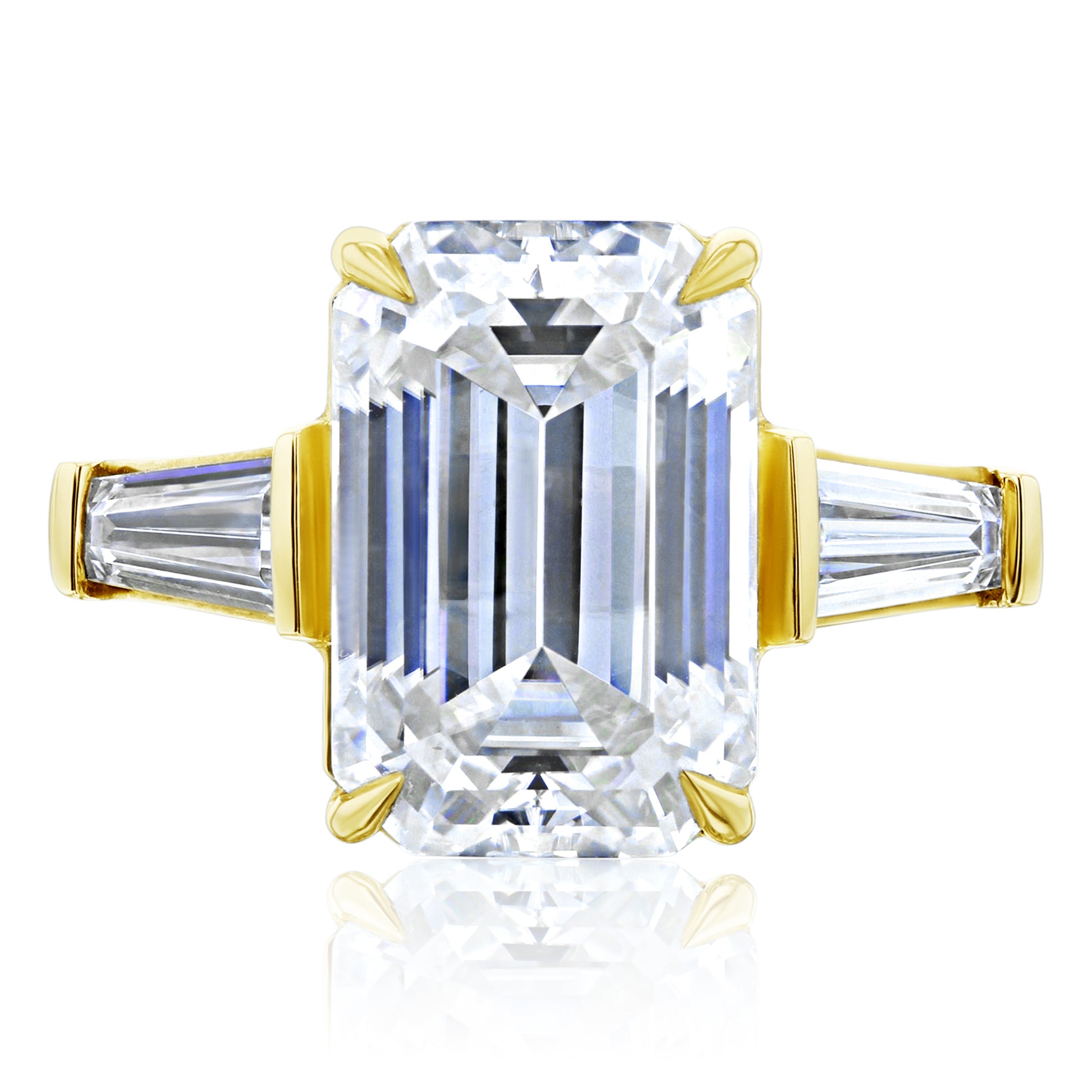 5.7 Carat Moissanite 3-Stone Emerald Pilot Ring