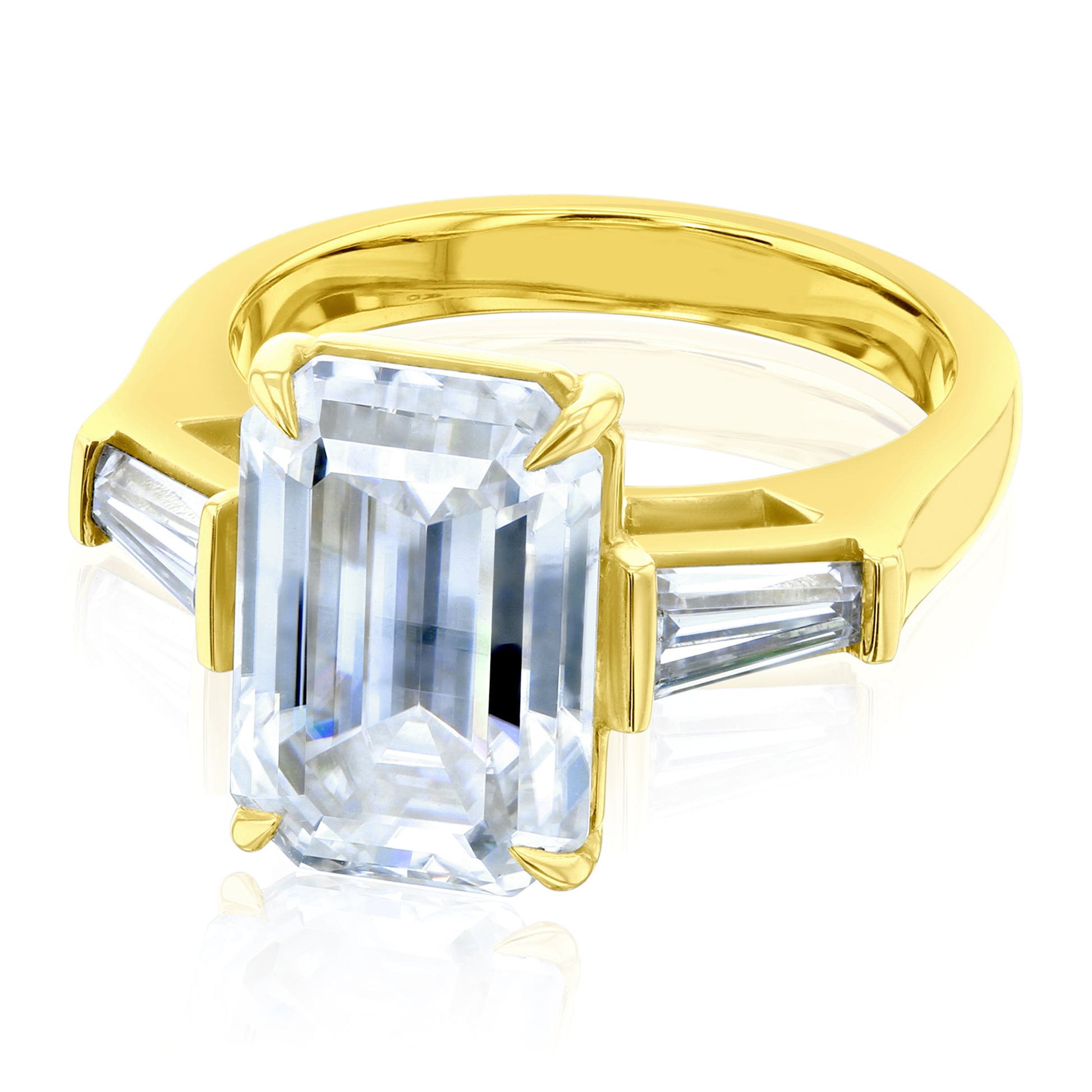 5.7 Carat Moissanite 3-Stone Emerald Pilot Ring