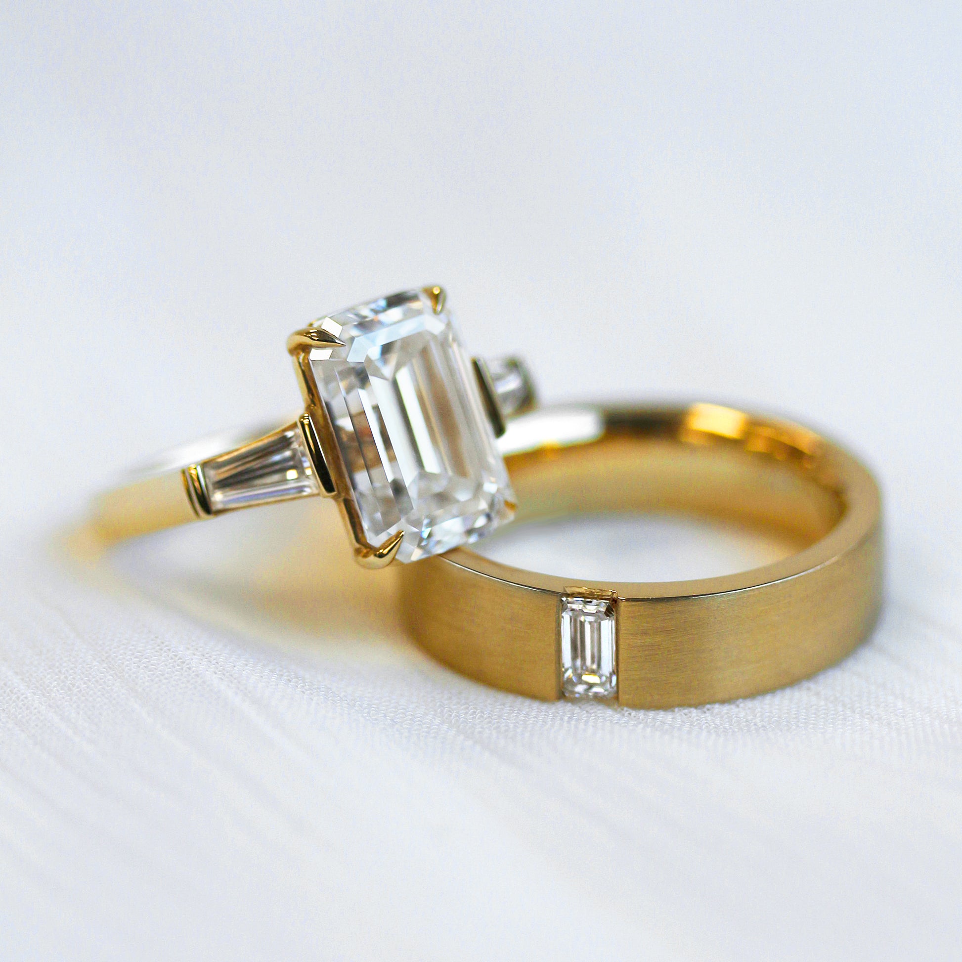 5.7 Carat Moissanite 3-Stone Emerald Pilot Ring