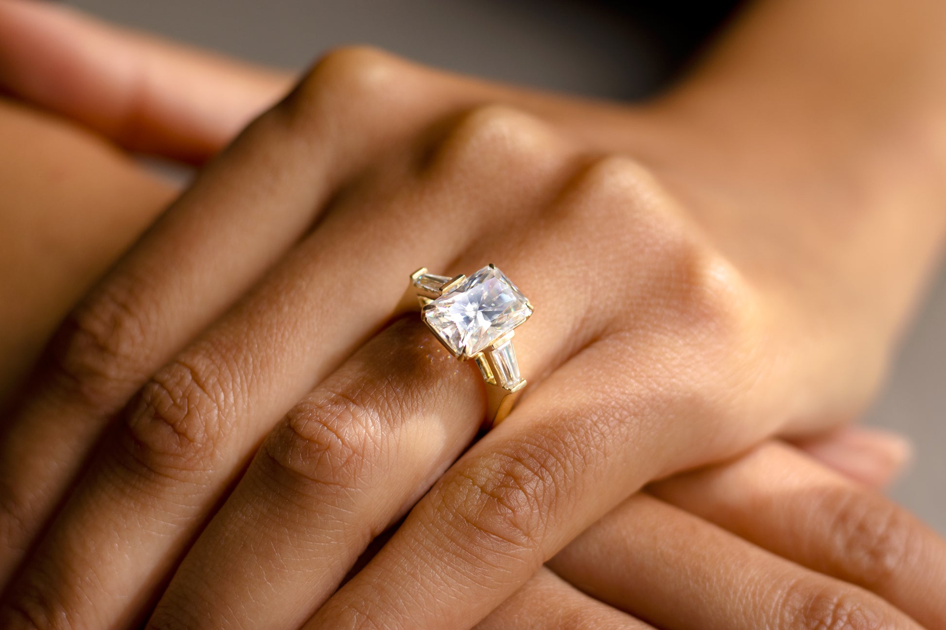 4.7 Carat Moissanite 3-Stone Radiant Pilot Ring