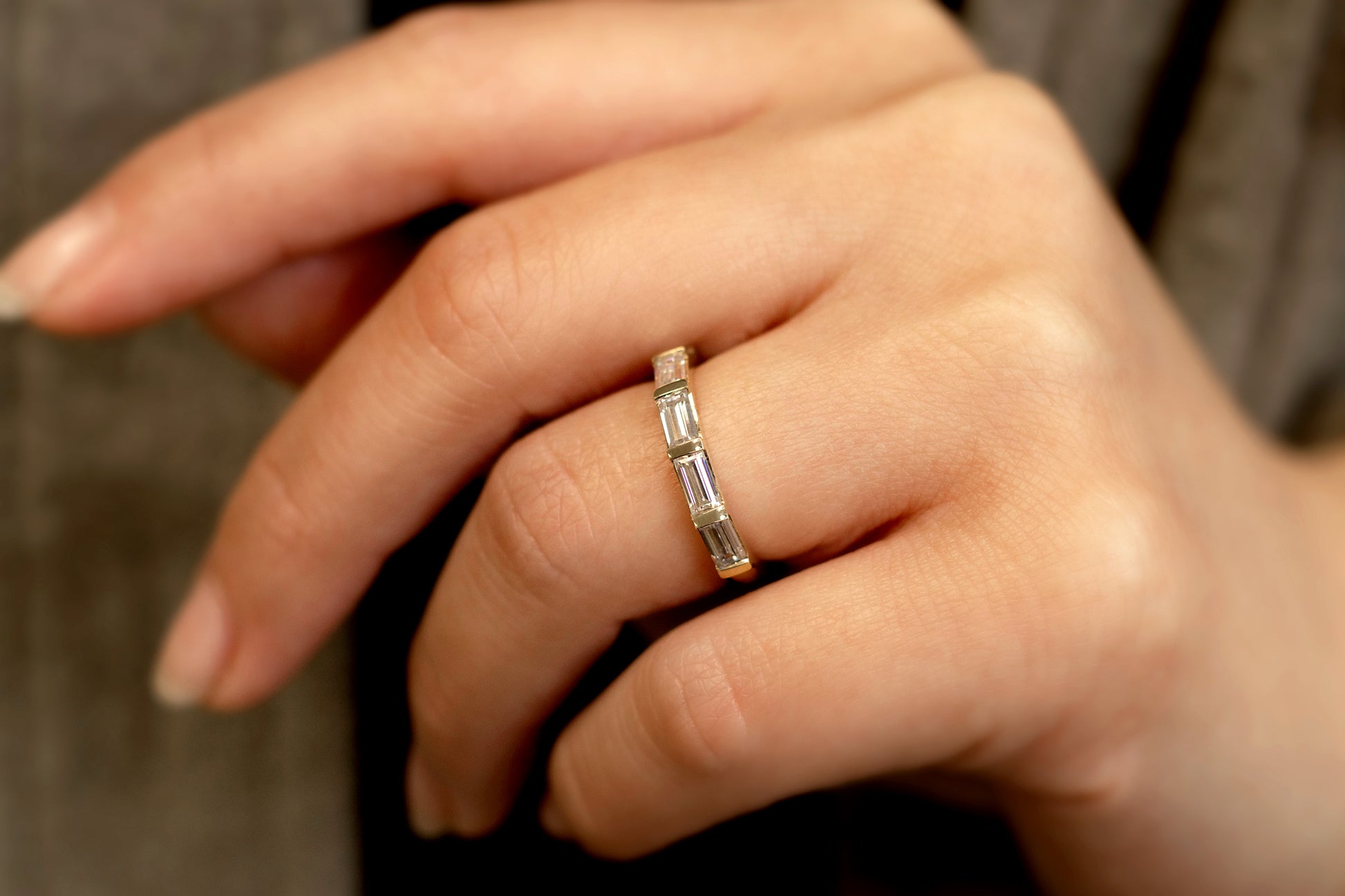 0.85 Carat Moissanite Bea Half Eternity Ring