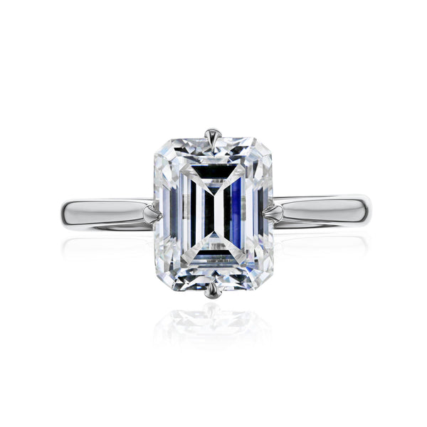 2-1/2ct Emerald-cut Diamond Compass Solitaire Engagement Ring