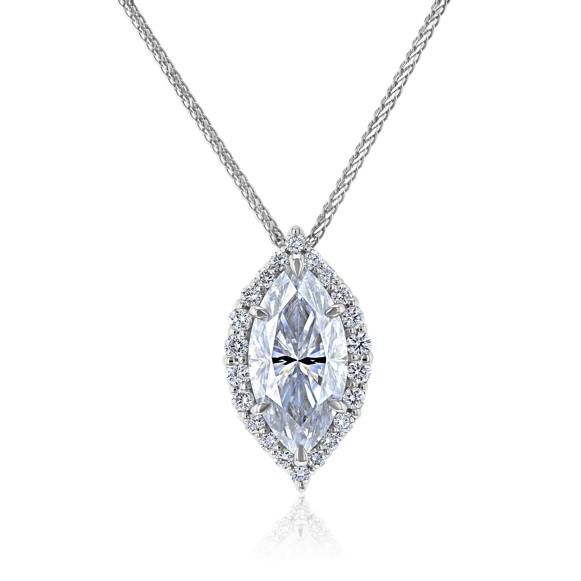 Margaux Necklace - 3-1/8ct.tw Marquise Moissanite with Lab Grown ...