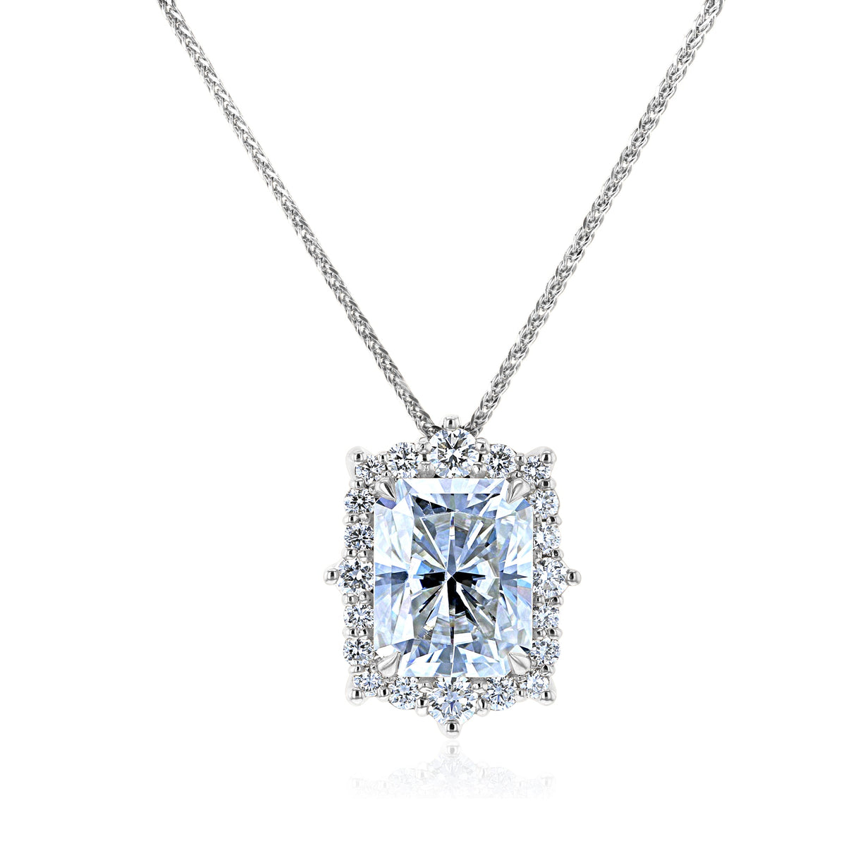 Raina Necklace - 4-2/5ct.tw Radiant Moissanite with Lab Grown Diamond ...