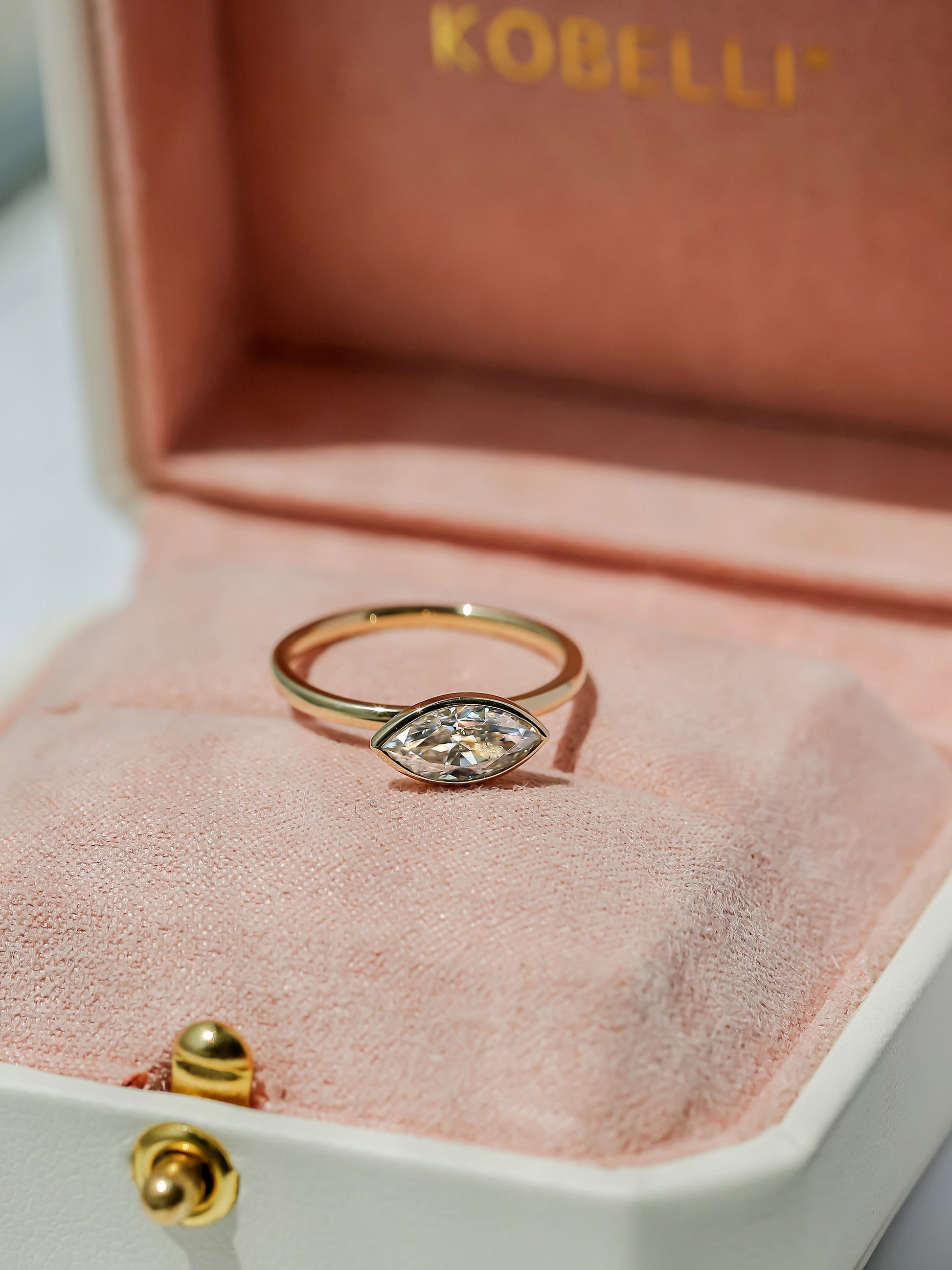 Kobelli 1 Carat Marquise Diamond Bezel Solitaire Ring