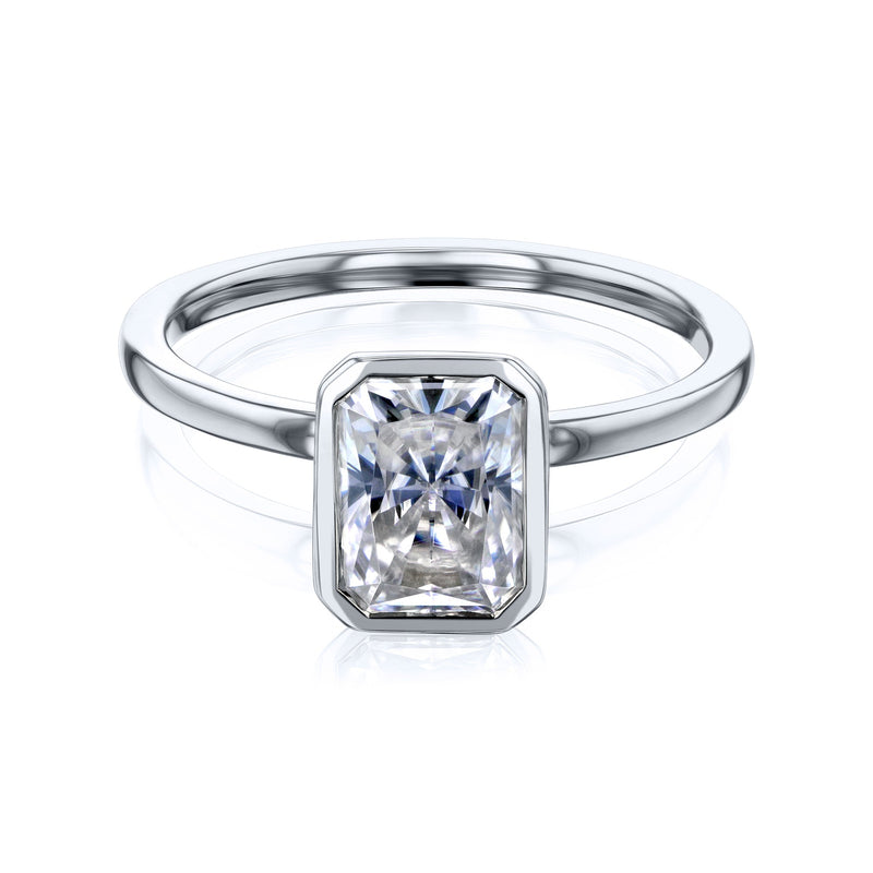Radiant Moissanite Engagement Ring, Radiant Cut Engagement Ring Diamond, Wedding Ring Solitaire Radiant Diamond Ring Promise Ring Minimalist 14