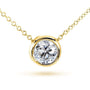 Kobelli Round Bezel Moissanite Solitaire Necklace 14K Gold 16" Chain (7.5mm, 1 1/2ct DEW) MZ6698R-150_YG