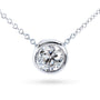 Kobelli Round Bezel Moissanite Solitaire Necklace 14K Gold 16" Chain (7.5mm, 1 1/2ct DEW) MZ6698R-150_WG