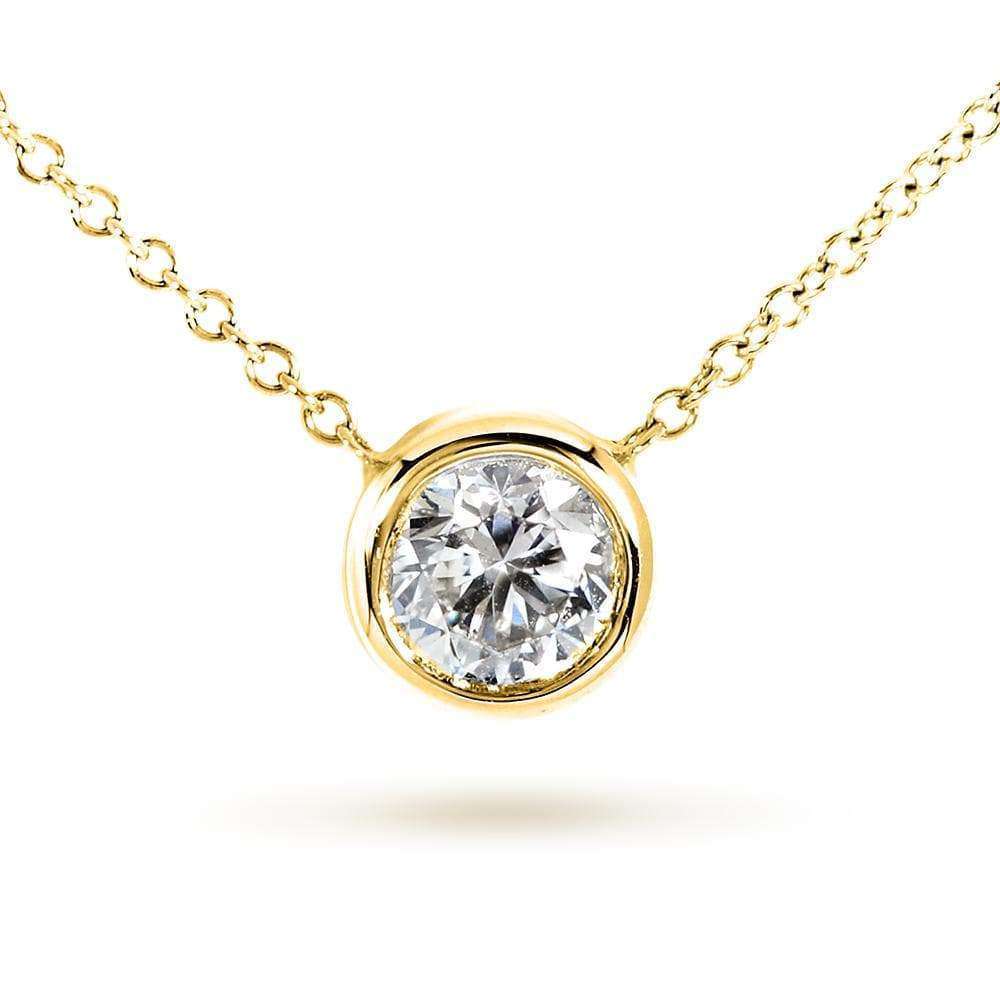 Kobelli Round Bezel Moissanite Solitaire Necklace 14K Gold 16" Chain (5mm 1/2ct DEW) MZ6698R-50_YG