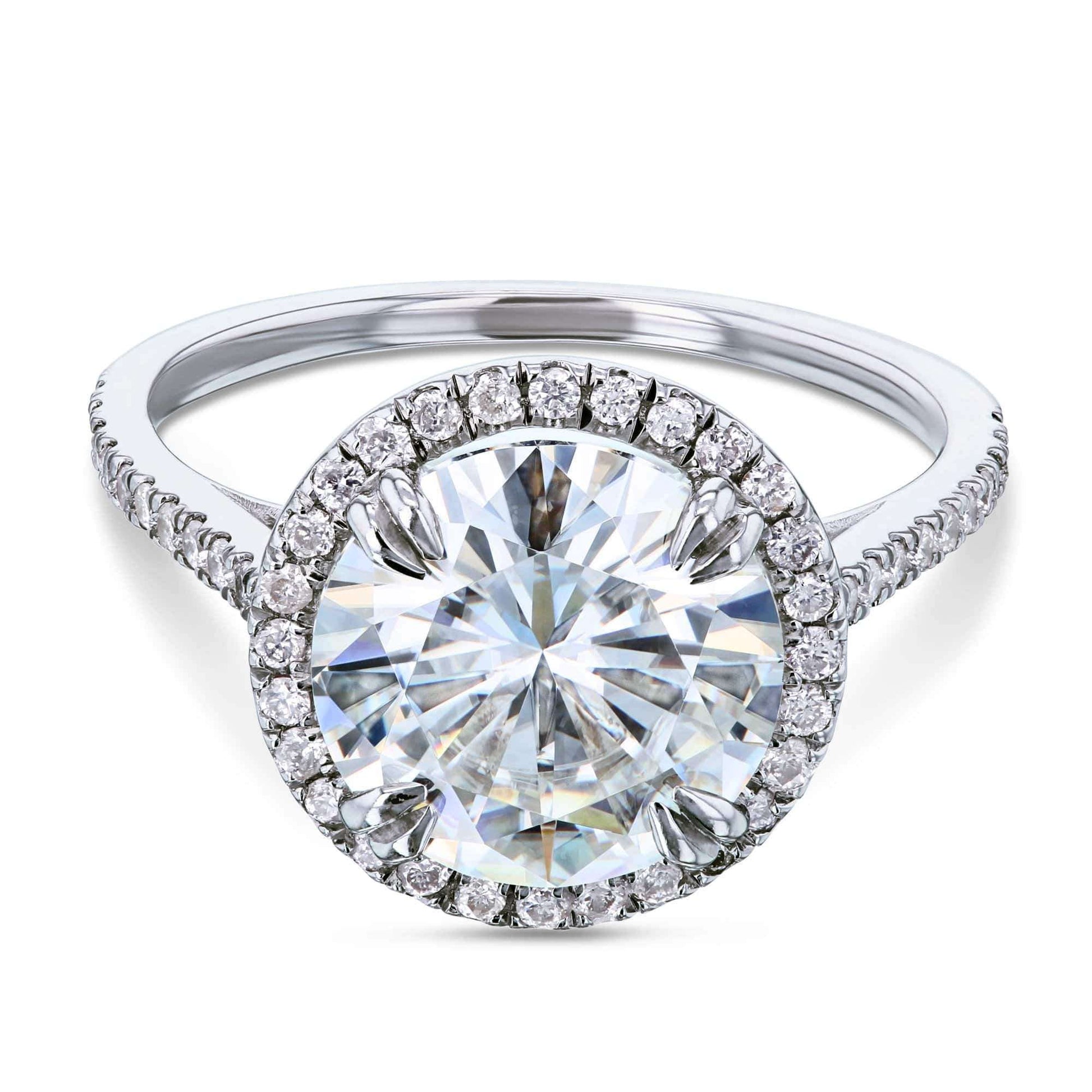 Kobelli Round-cut Moissanite Engagement Ring with Diamond 3 1/3 CTW 14k White Gold (9.5mm)