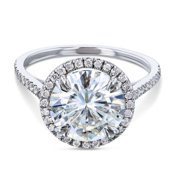 Kobelli Round-cut Moissanite Engagement Ring with Diamond 3 1/3 CTW 14k White Gold (9.5mm)