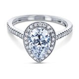 Kobelli Pear Shape Moissanite Engagement Ring with Halo Diamond 2 1/2 CTW 14k White Gold